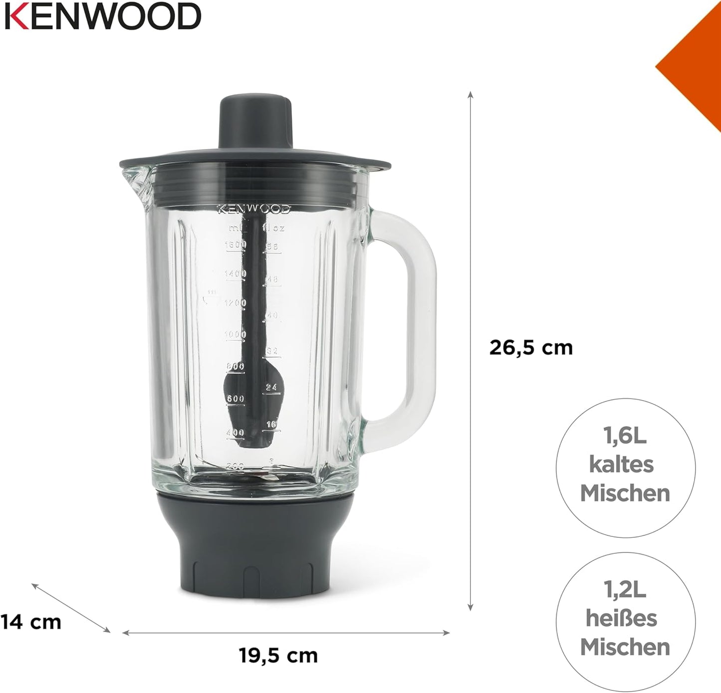 ThermoResist Glas-Mixaufsatz KAH359GL für Küchenmaschinen