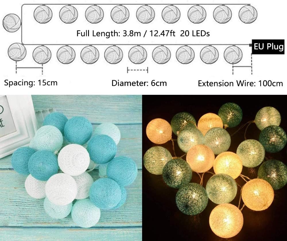 Kugel-Lichterkette, Grün Stecker