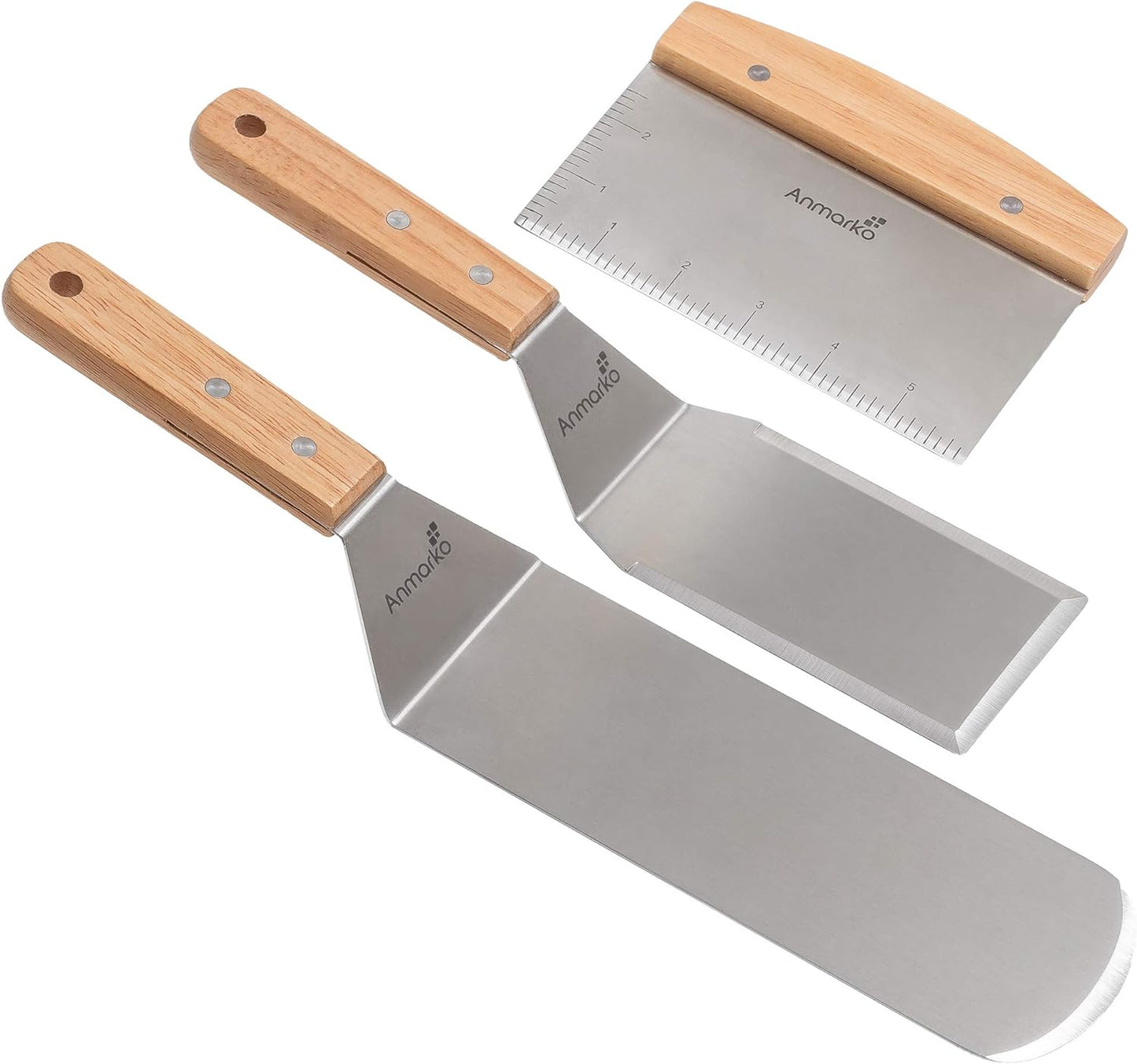 3-teiliges Pfannenwender-Set mit Schaber, Holzgriff-set
