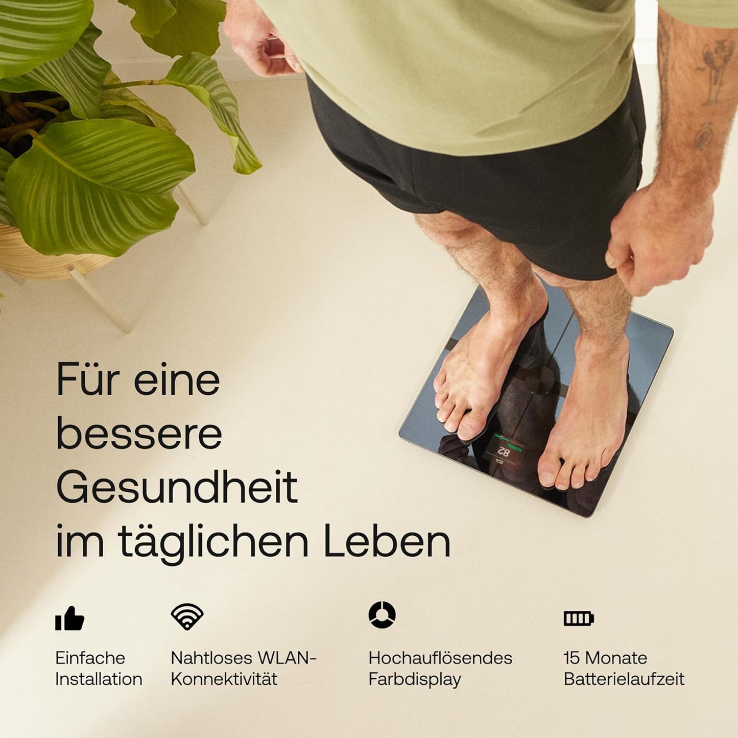 Intelligente Personenwaage mit Körperanalyse, Schwarz/Grau