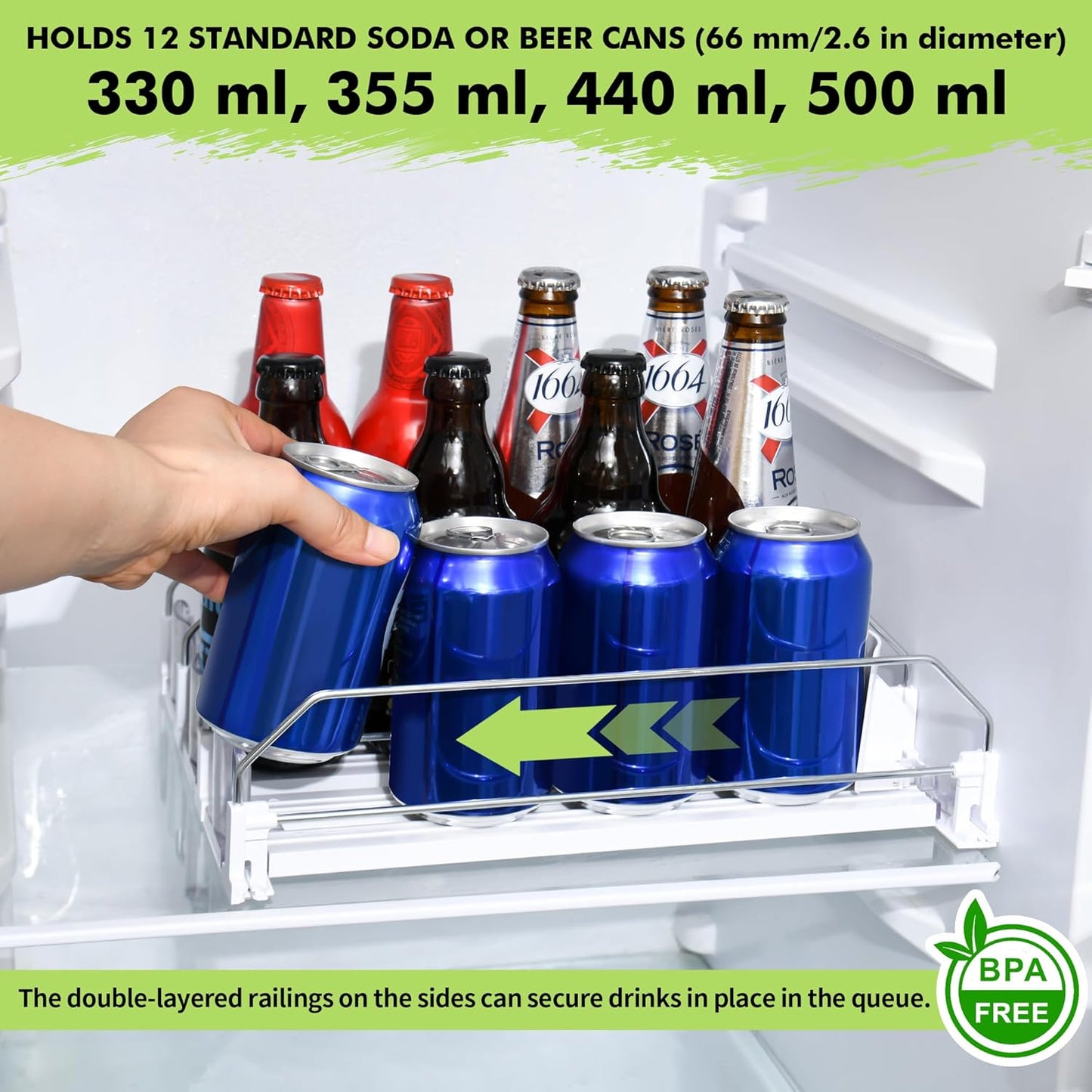 Kühlschrank-Organizer für Dosen (12 Stück, 3 Reihen), 31cm-3 Gruppen
