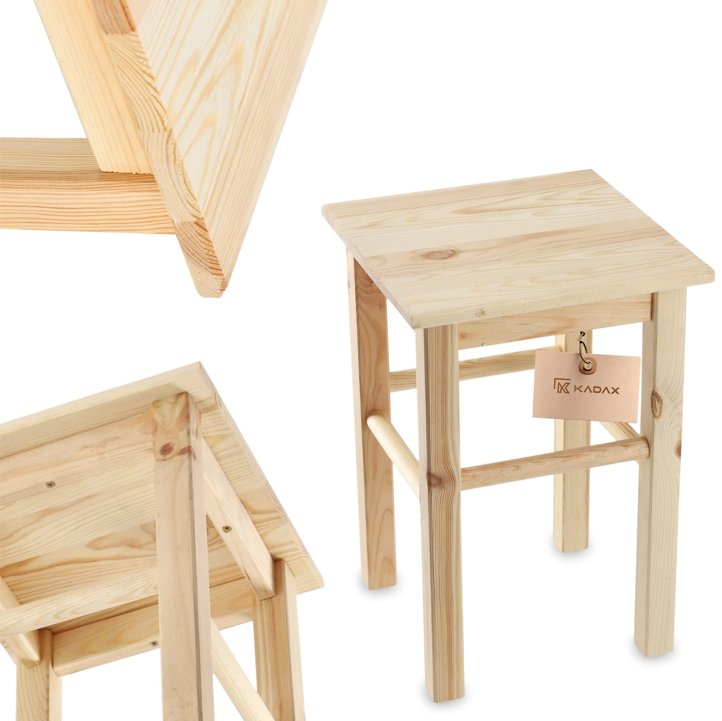 Quadratischer Holzhocker, Quadratisch
