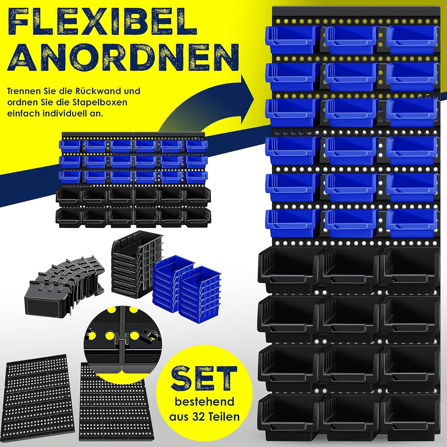 Wandregal, Schwarz/Blau