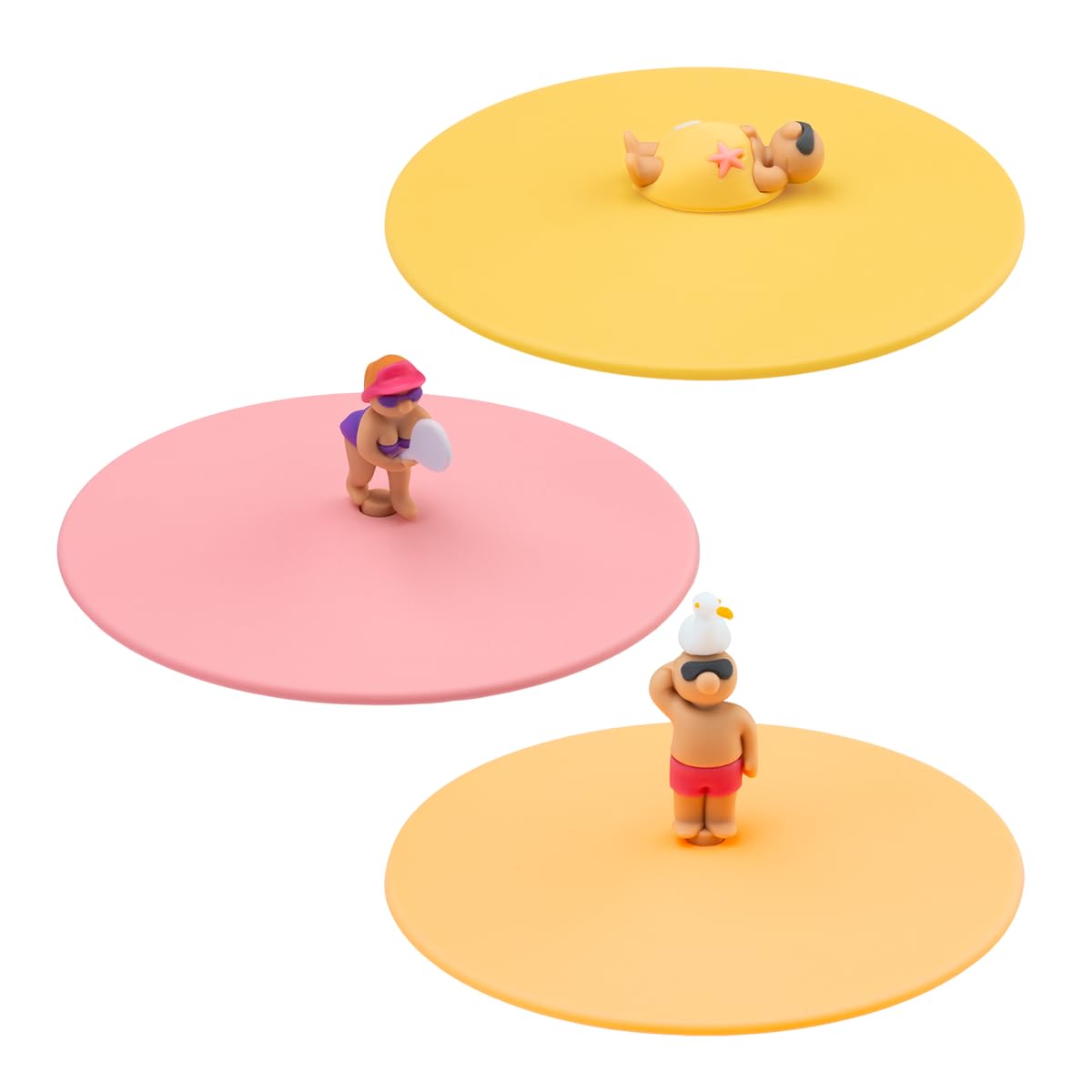 3-teiliges Glasabdeckungen-Set, Beach Friends