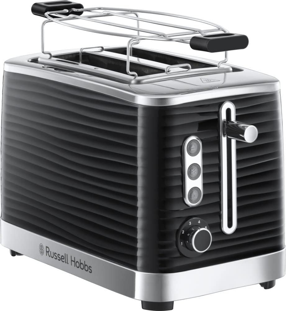 Toaster für 2 Scheiben mit Brötchenaufsatz, Schwarz