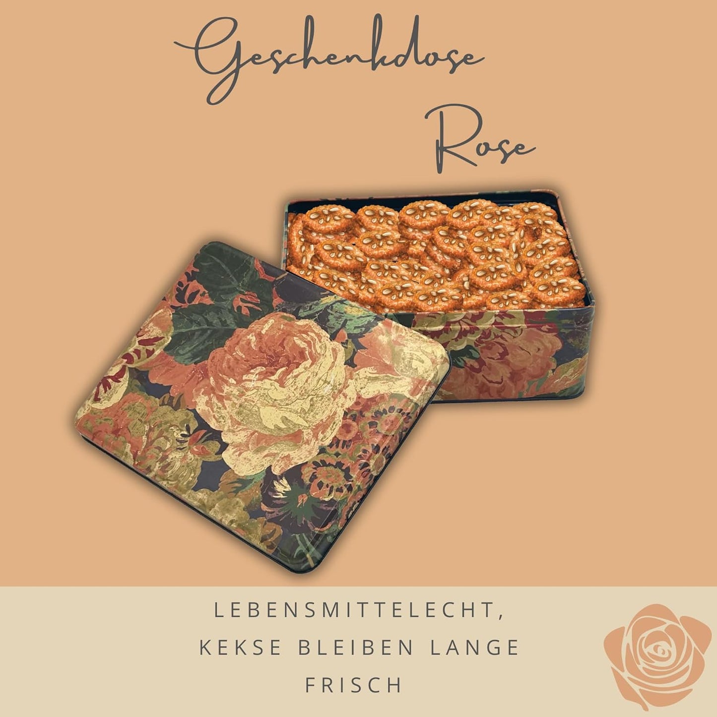 Geschenkdose Design Sanderson Rosen-Motiv, Rose