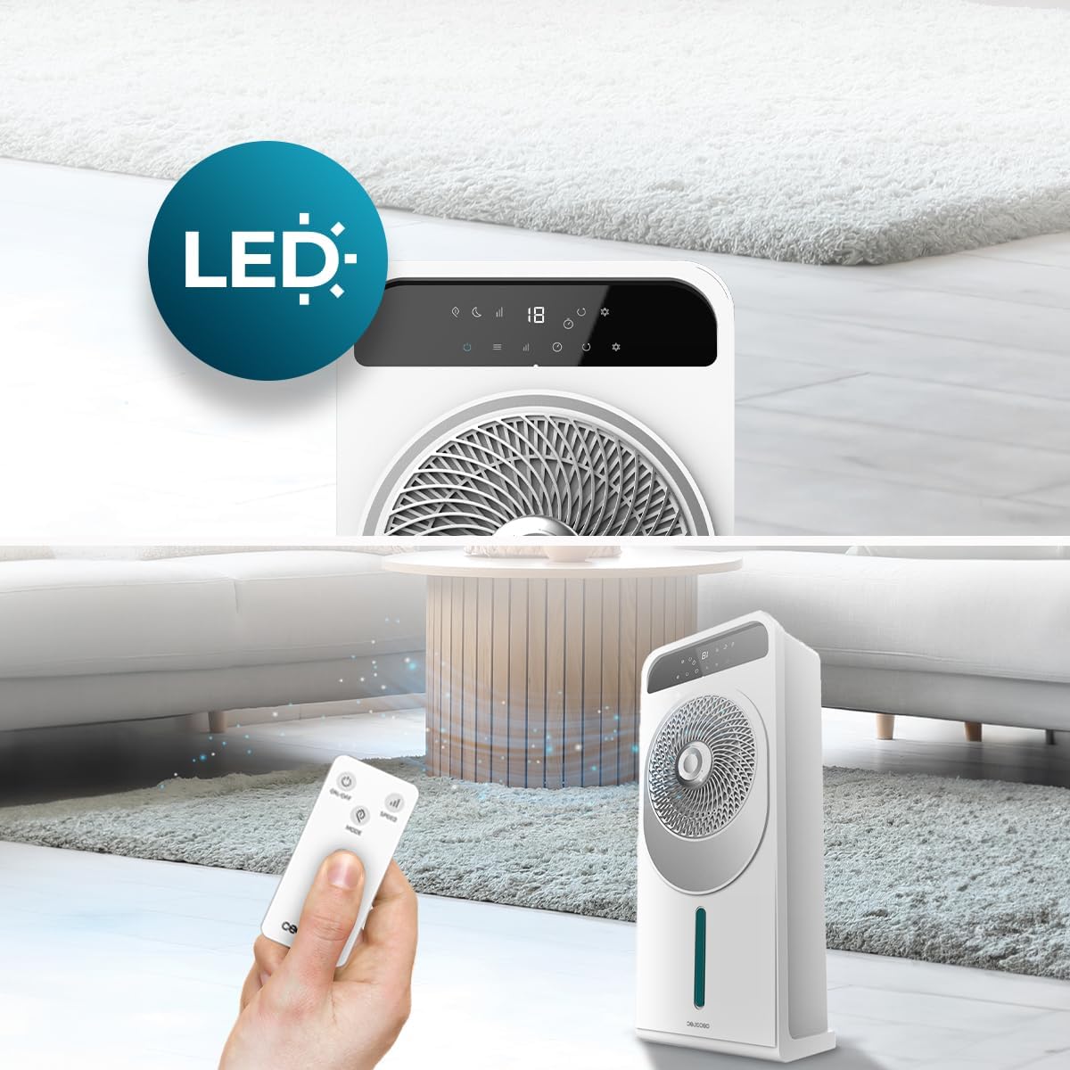 Verdunstungskühler EnergySilence 5000 Cool Wave mit Fernsteuerung und LED Display, 5 L Fernbedienung