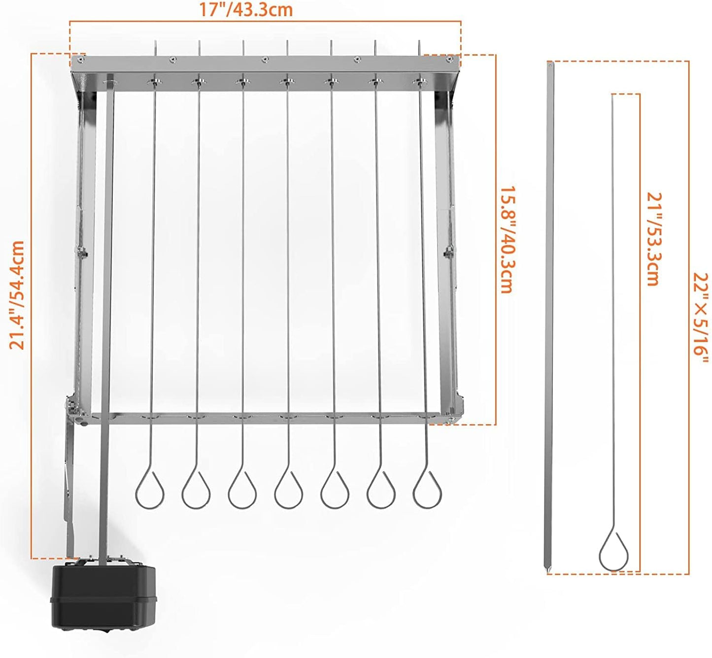 Rotisserie Spiessdreher mit 7 Spiessen und Motor