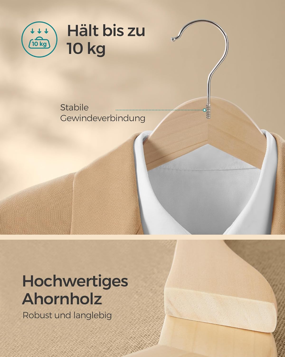 24x Kleiderbügel mit Hosensteg CRW010N24, 24 Pieces