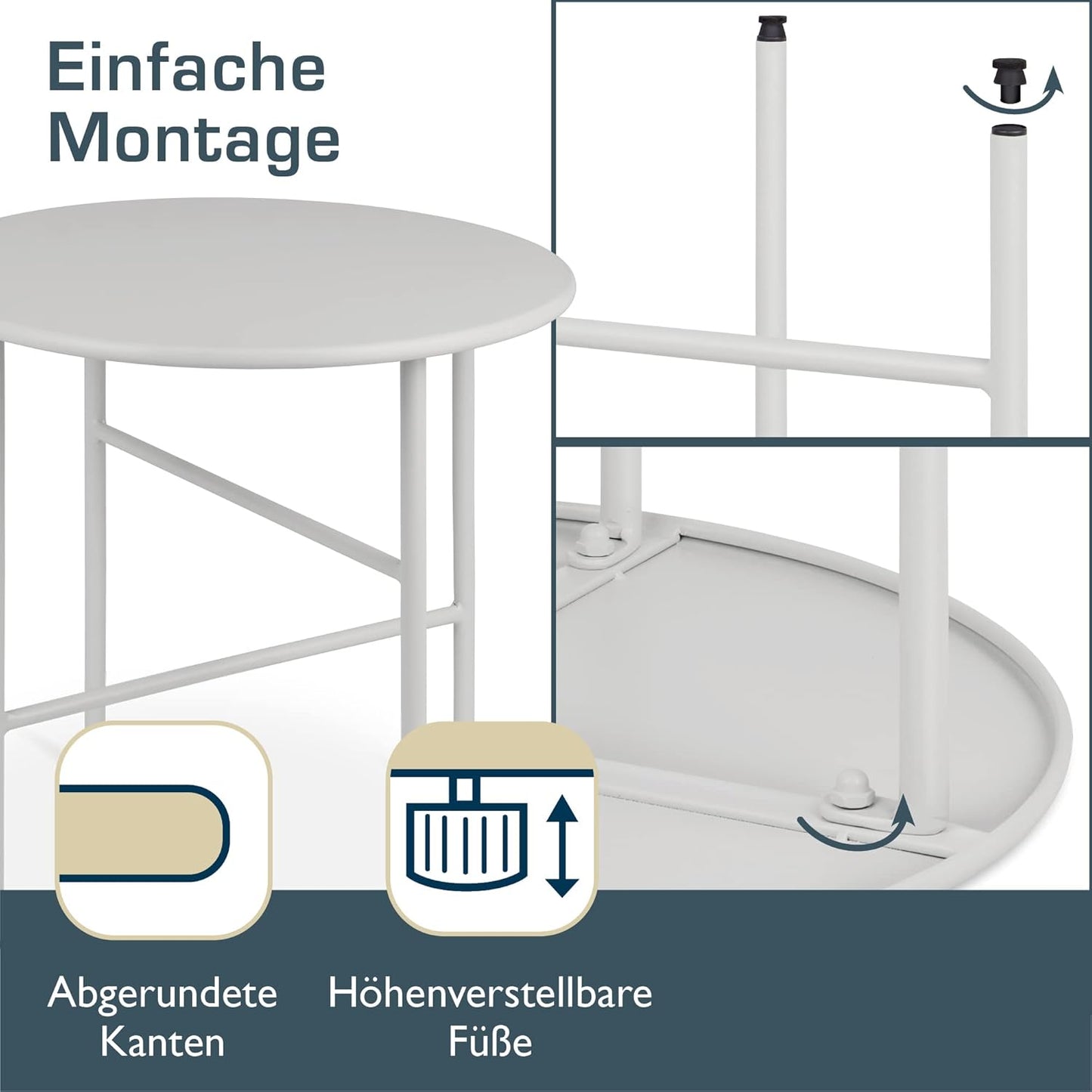 Runder Beistelltisch, Tischplatte: Ø 44cm - Höhe: 46cm Hellgrau