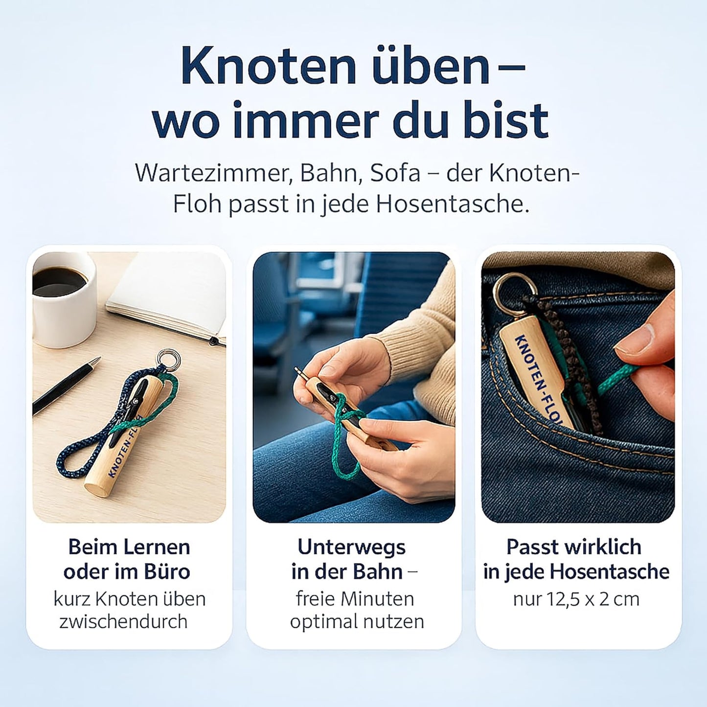 Knoten Übungsset für Bootsführerschein & Feuerwehr, Schwarz/Grün