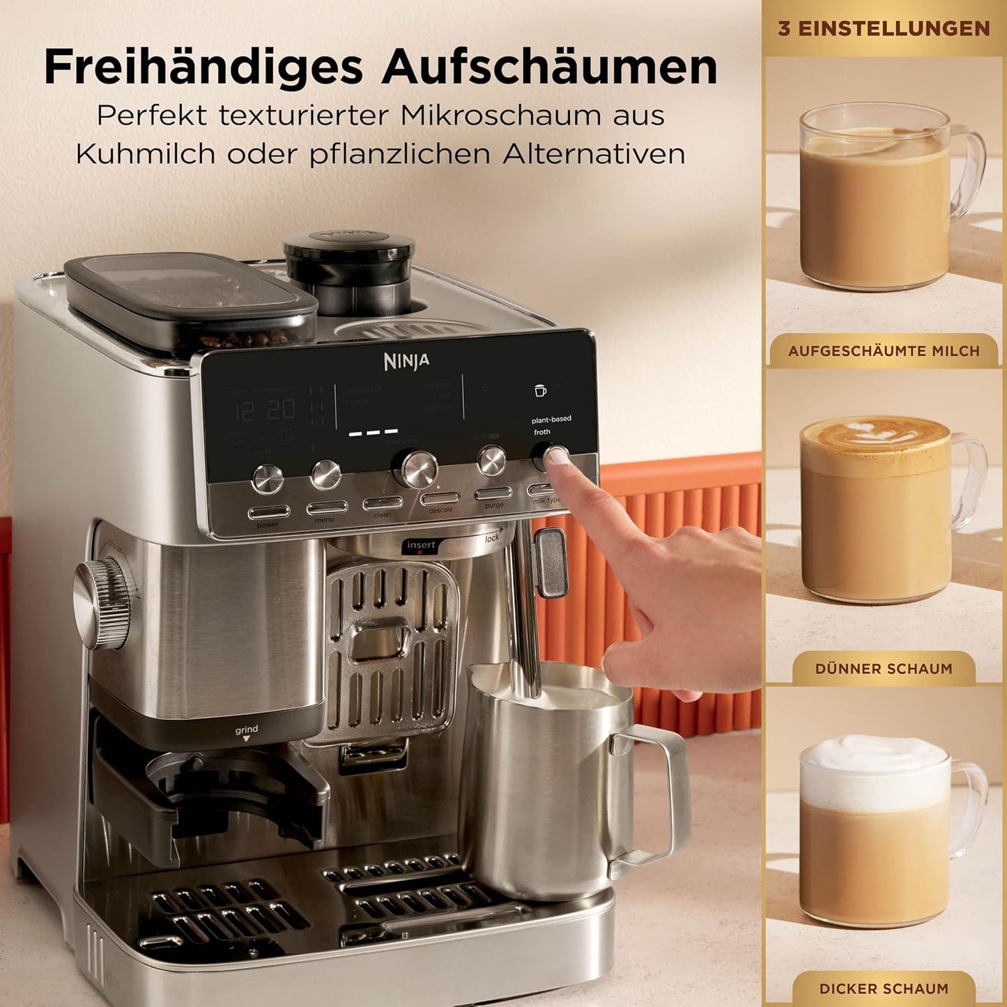 Luxe Café Mini 2-in-1-Espresso- und Filterkaffeevollautomat ES351EU, 350g Abnehmbarer Bohnenbehälter