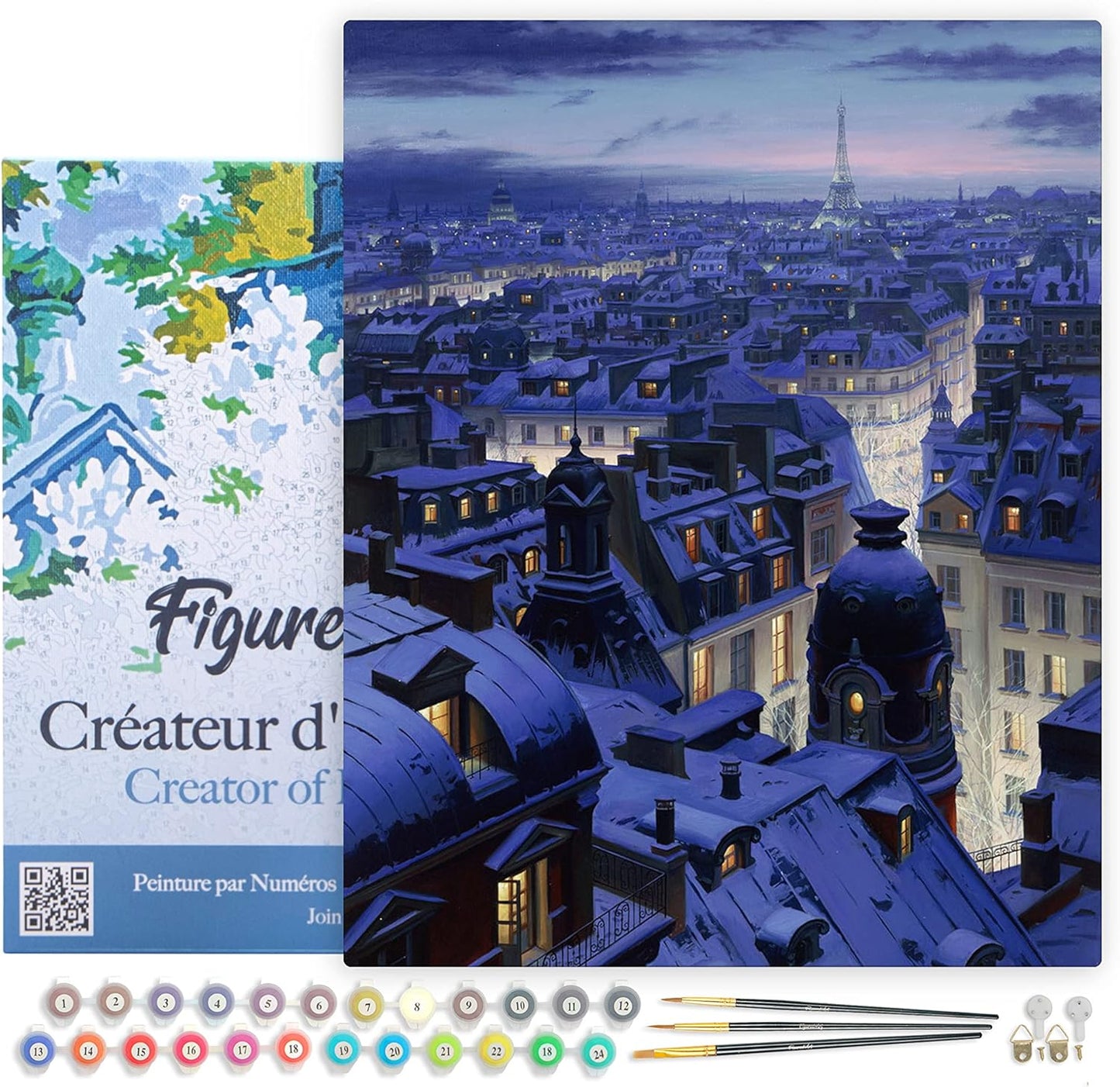 Malen nach Zahlen Set "Dächer in Paris" mit Rahmen, Dächer in Paris 40x50cm Mit Rahmen (bereits gespannt)