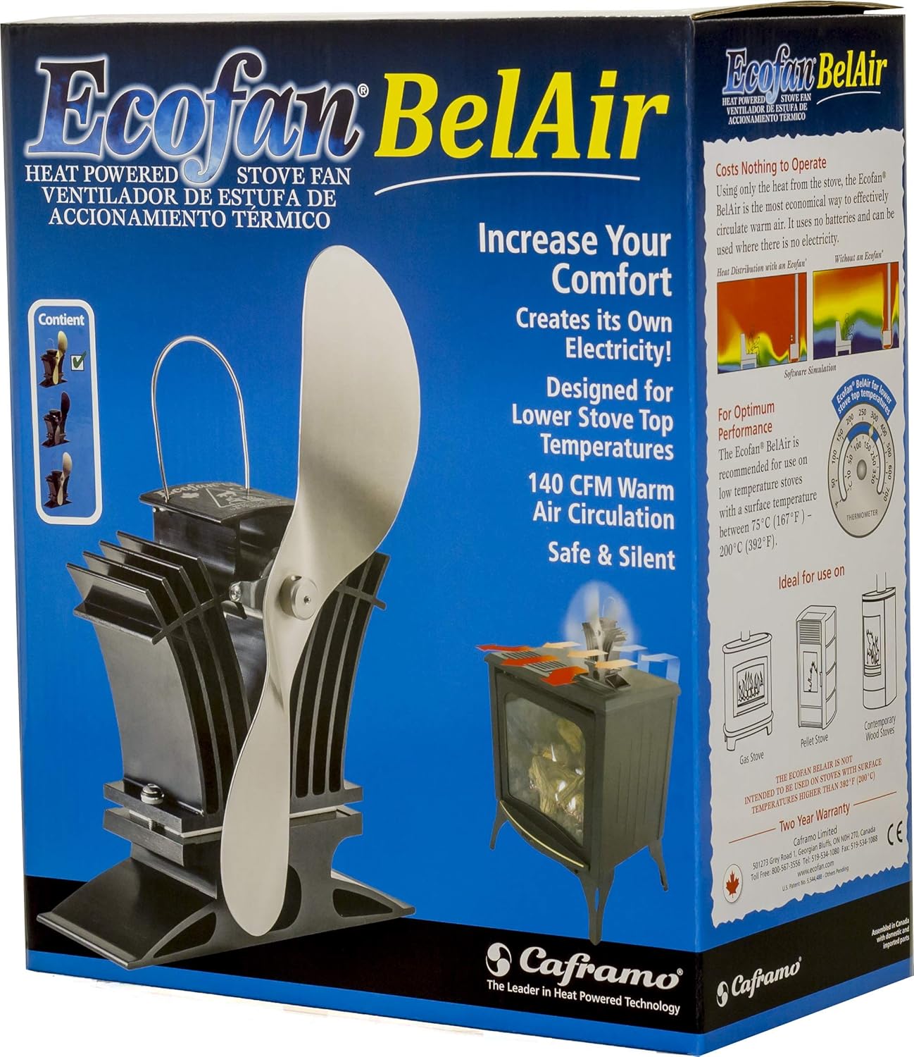 BelAir - Ofenventilator, Nickel Klassisch