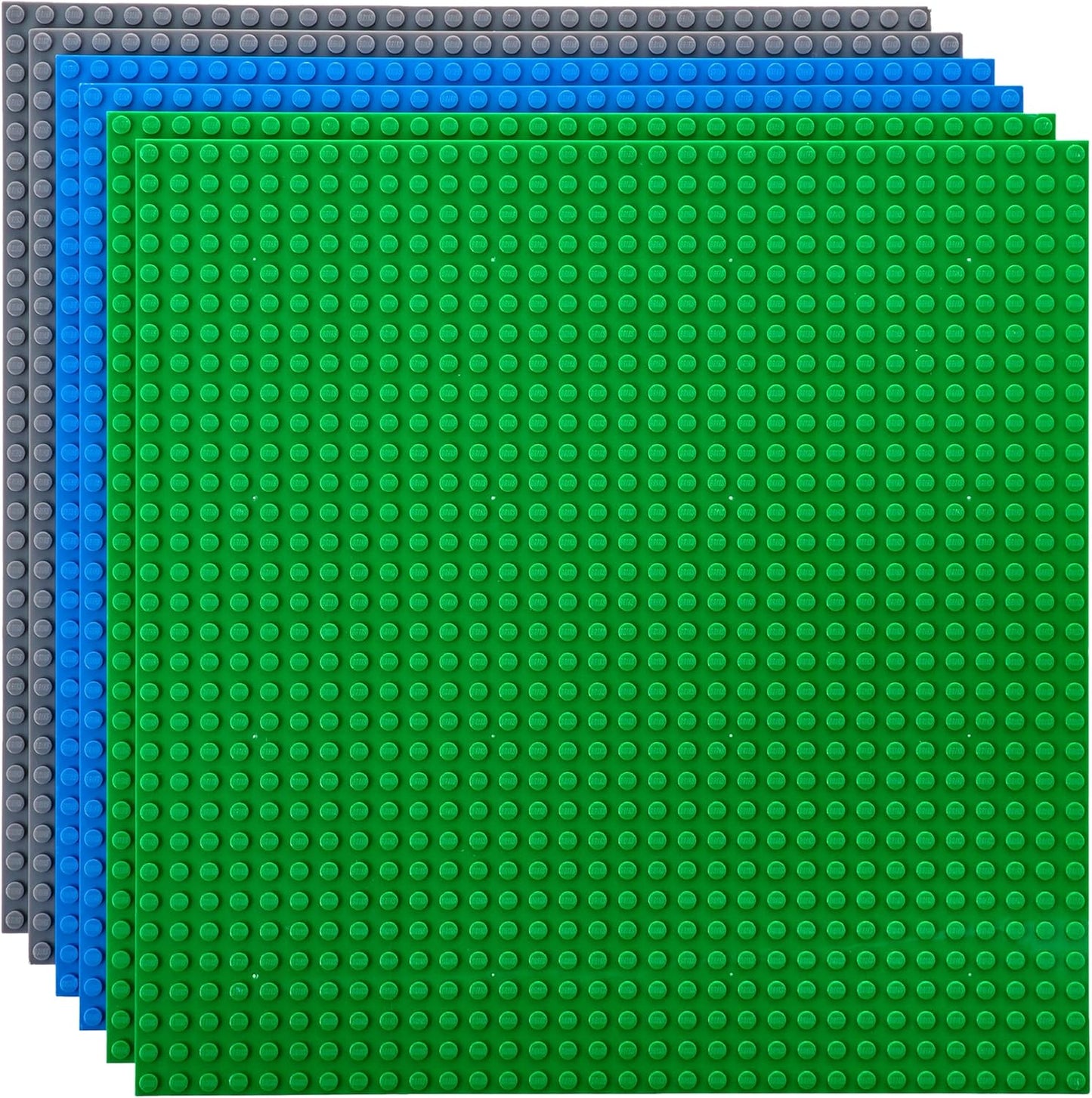 6-teiliges Bauplatten-Set kompatibel mit grossen Marken, Blue Gray Green 10x10 - 6 Pieces