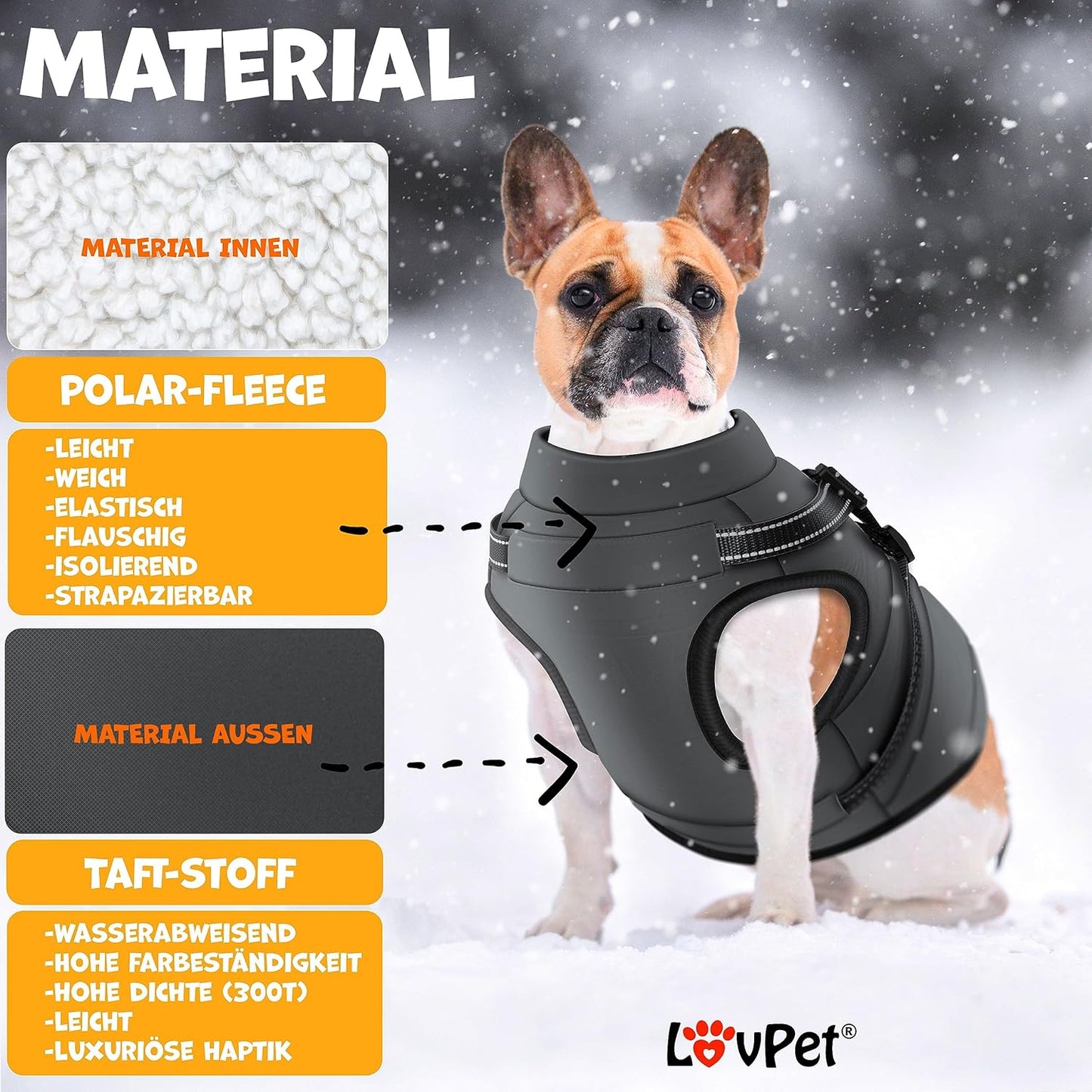 Hundemantel mit Geschirr und Extras, 5XL Anthrazit