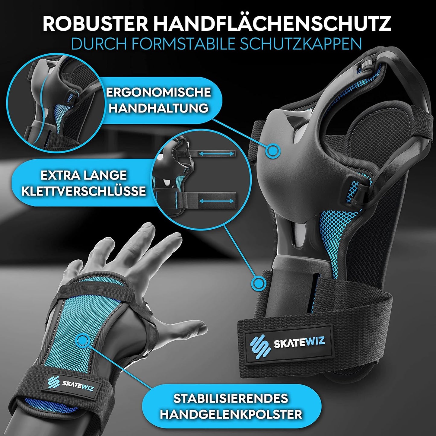 Skate Protektoren Set, S - Kinder & Jugendliche BLAU