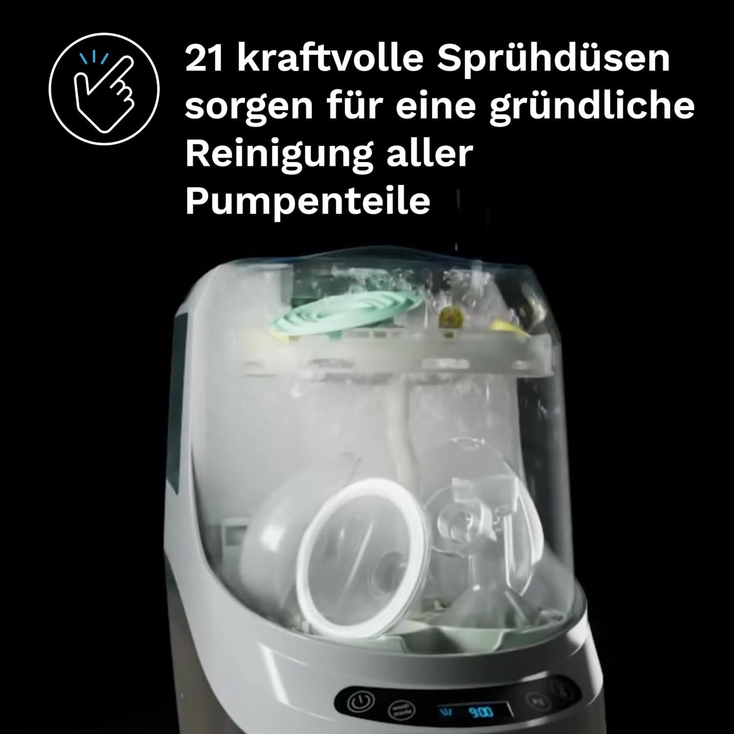 Automatischer Flaschenreiniger mit HEPA-Filter und Halterung für Pumpenzubehör