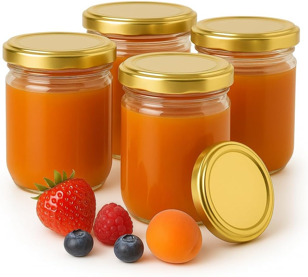 50er-Set Marmeladengläser mit Schraubdeckel, Gold 275 ml 50