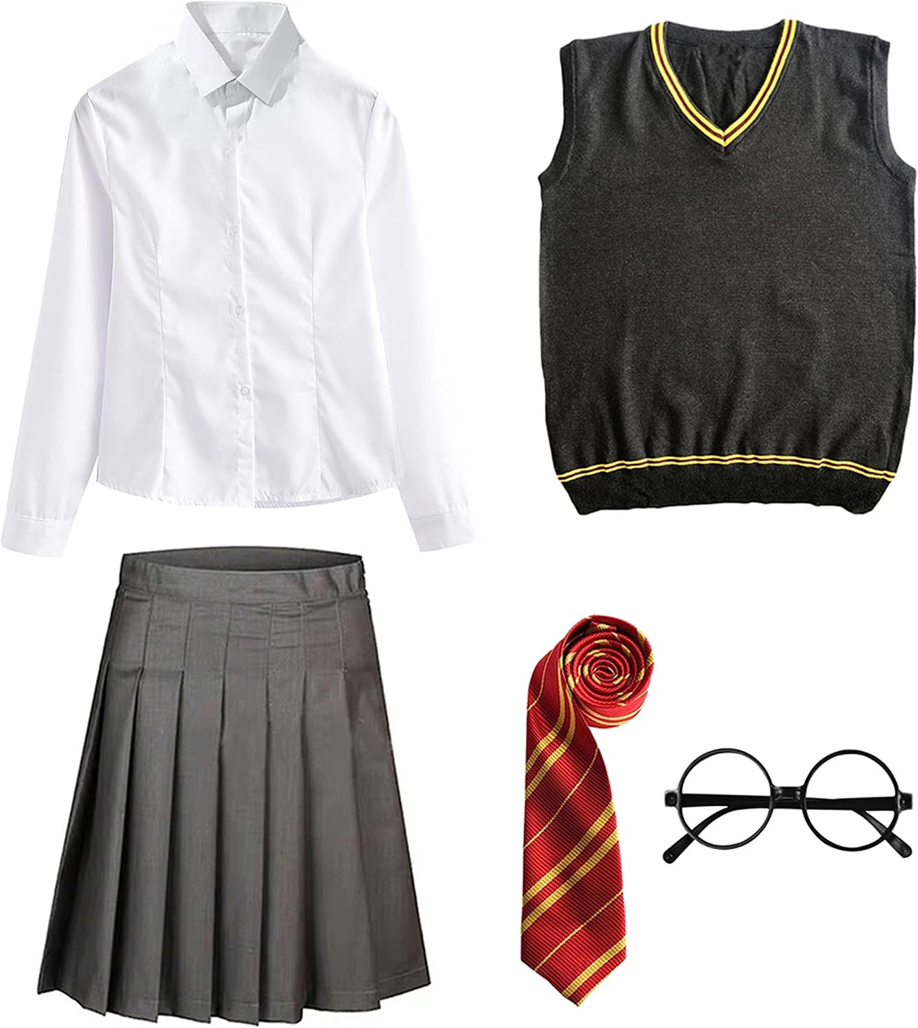 Zauberer Kostüm-Set mit Bluse, Rock & Zubehör, #2 Weiblich-rot XL