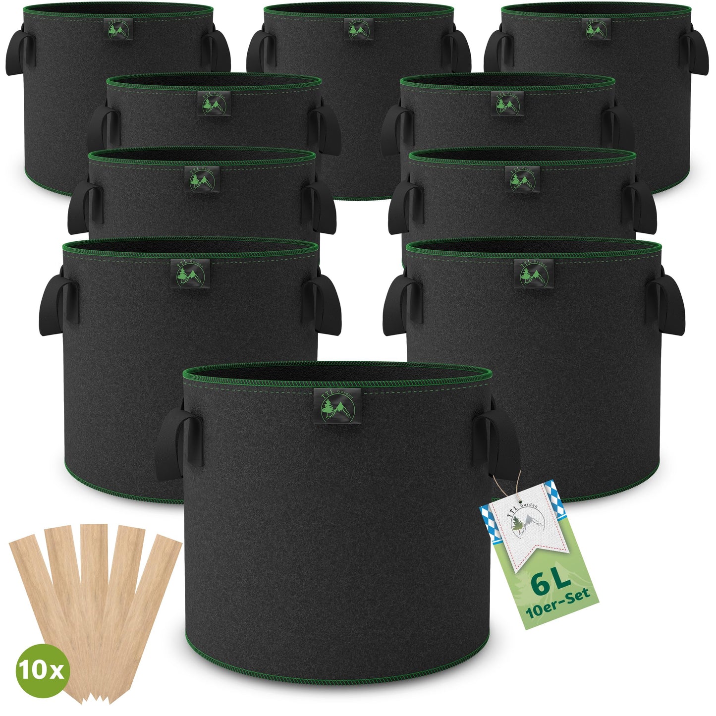 10er-Set Pflanzsack, 6 Liter, 6 Liter Allrounder 10