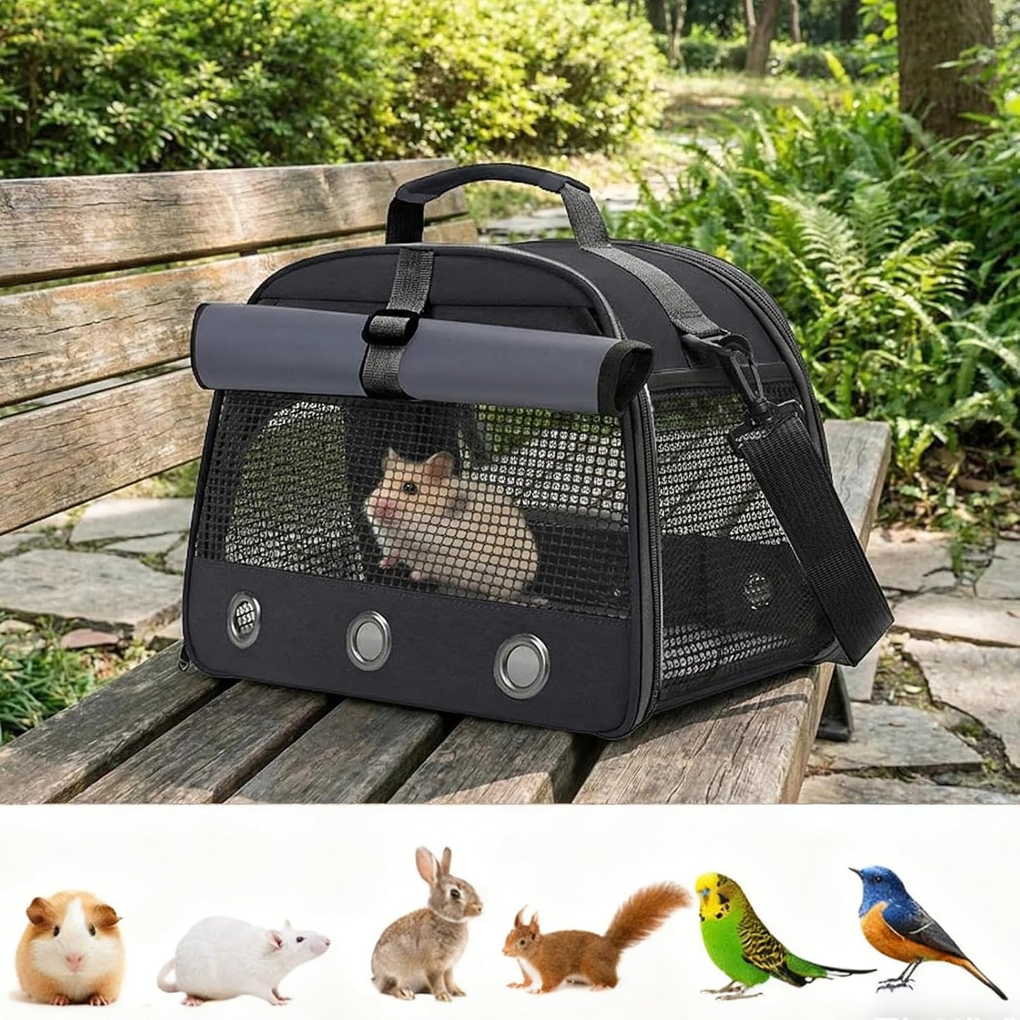 Faltbare Transportbox für Kleintiere und Vögel, Schwarz