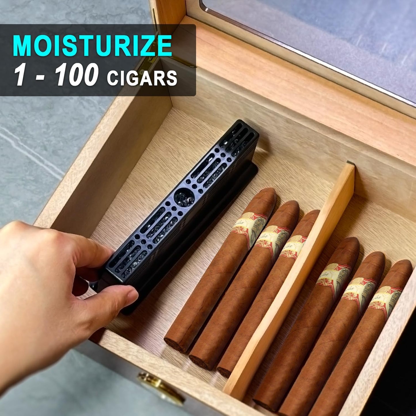 Zigarren Befeuchter Kit für Humidor, Schwarz Kit