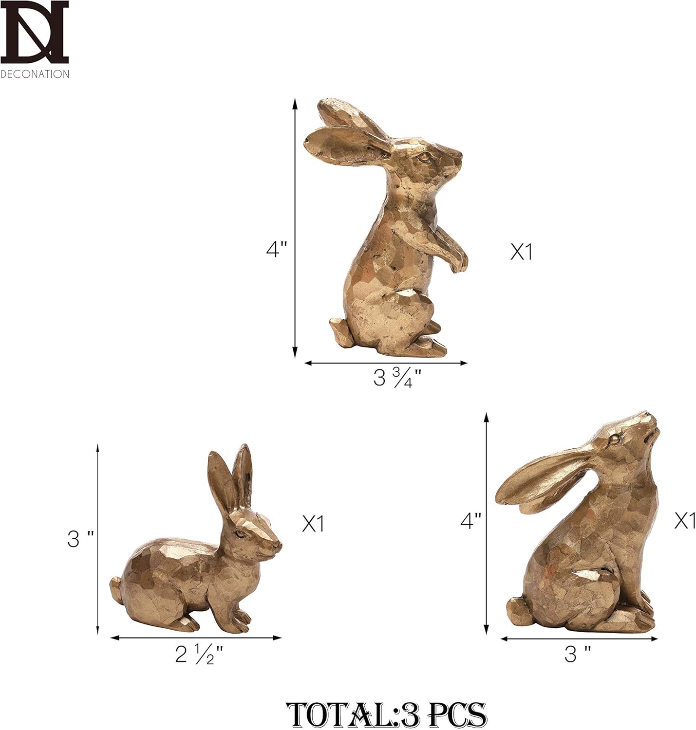 Osterhasen Figuren-Set, Vintage-gold