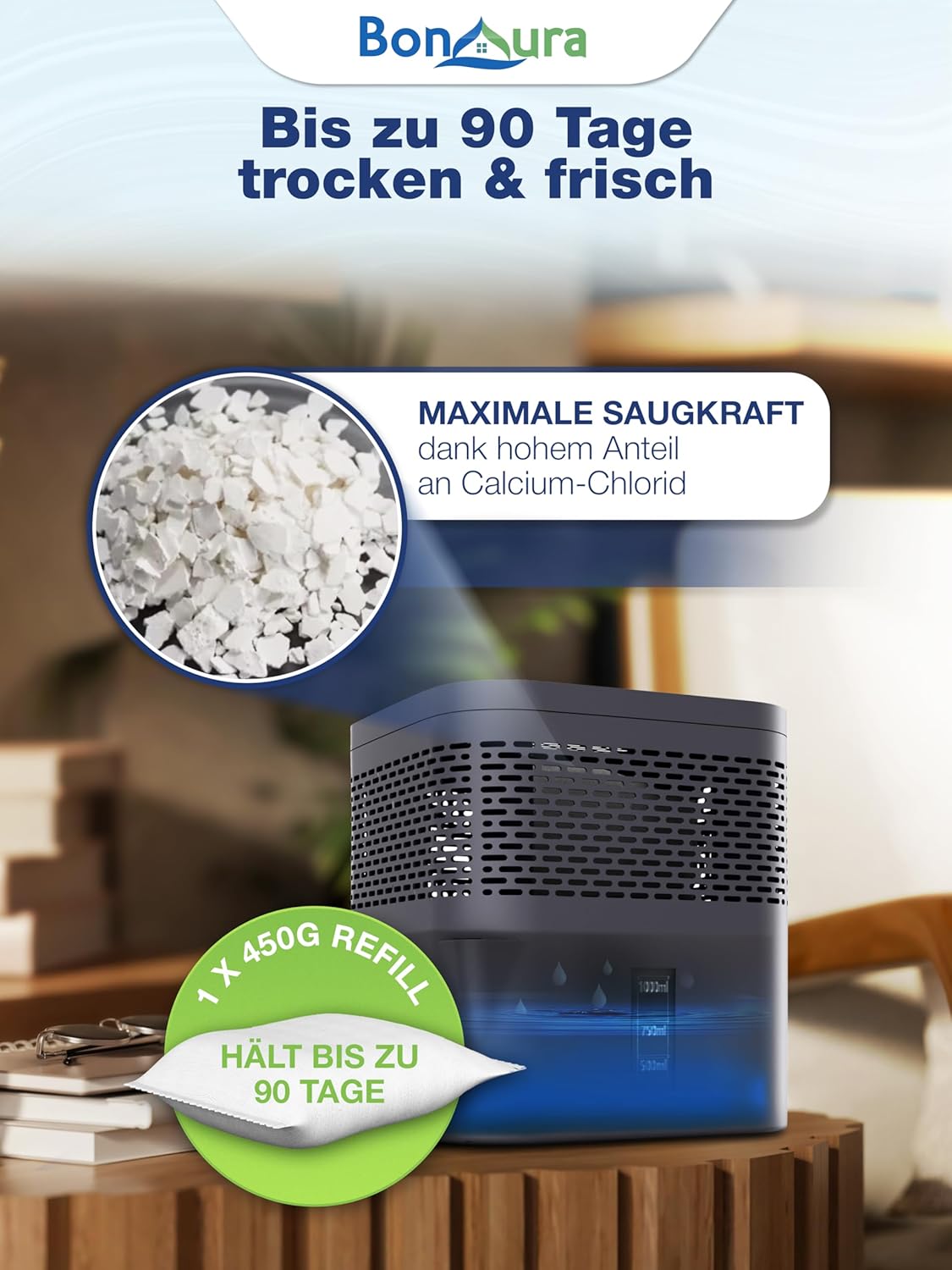 Luftentfeuchter Granulat Nachfüllpack, 4x 450g, 4 X Granulat Nachfüllpack