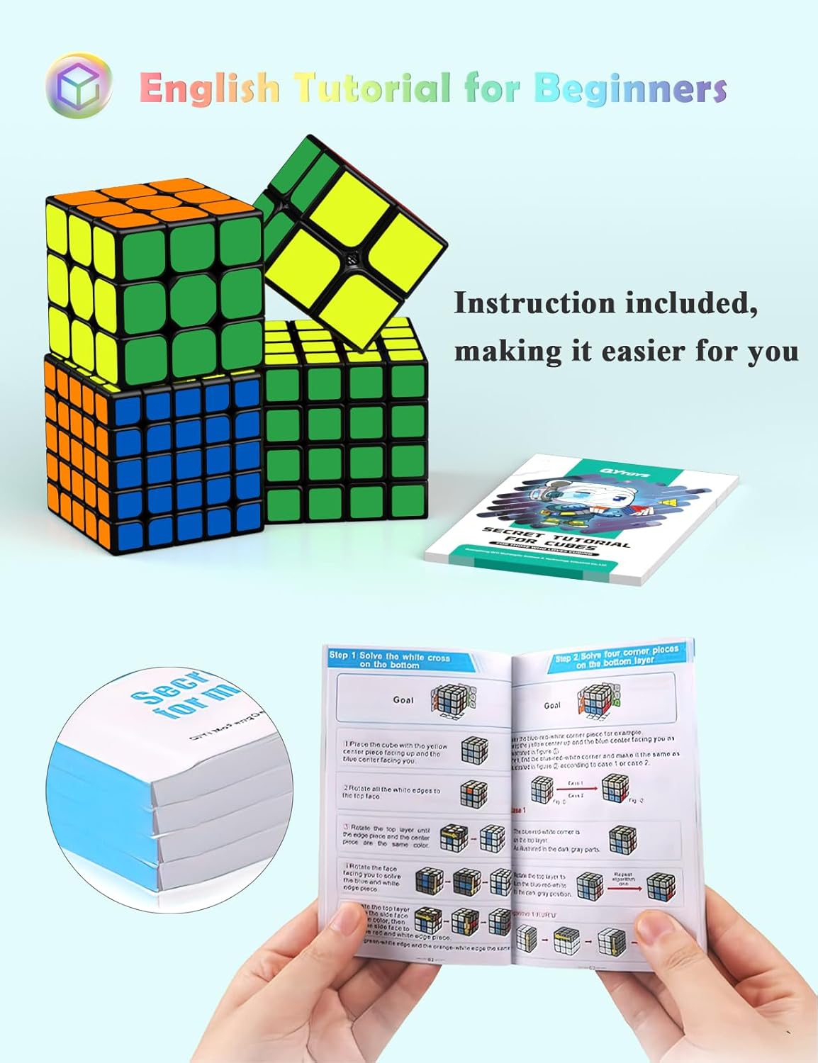 4-teiliges Zauberwürfel Speed Cube-Set, Sticker Cube