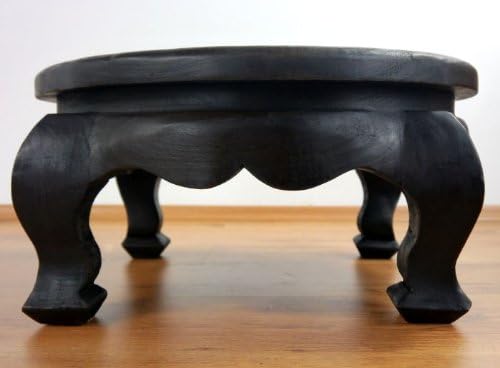 Handgeschnitzter Beistelltisch, Schwarz 50cm