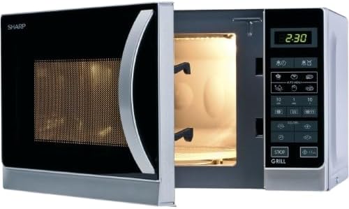 2-in-1 Grill-Kompakt-Mikrowellengerät mit Uhr, Silber