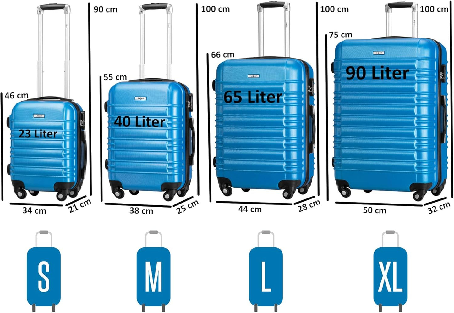 4-tlg. Hartschalenkoffer Set, Blau