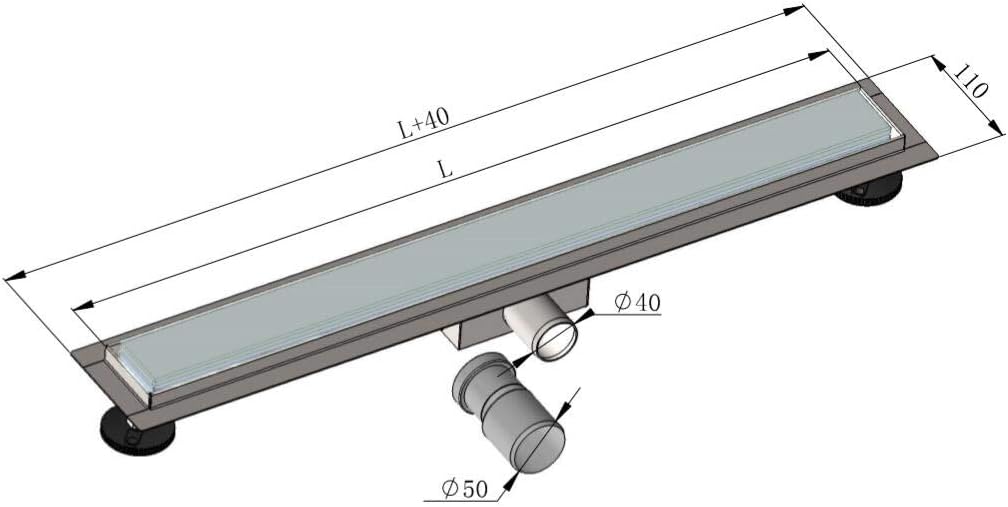 Duschrinne Extra Flach mit Haarsieb und Siphon, 80cm Weiß