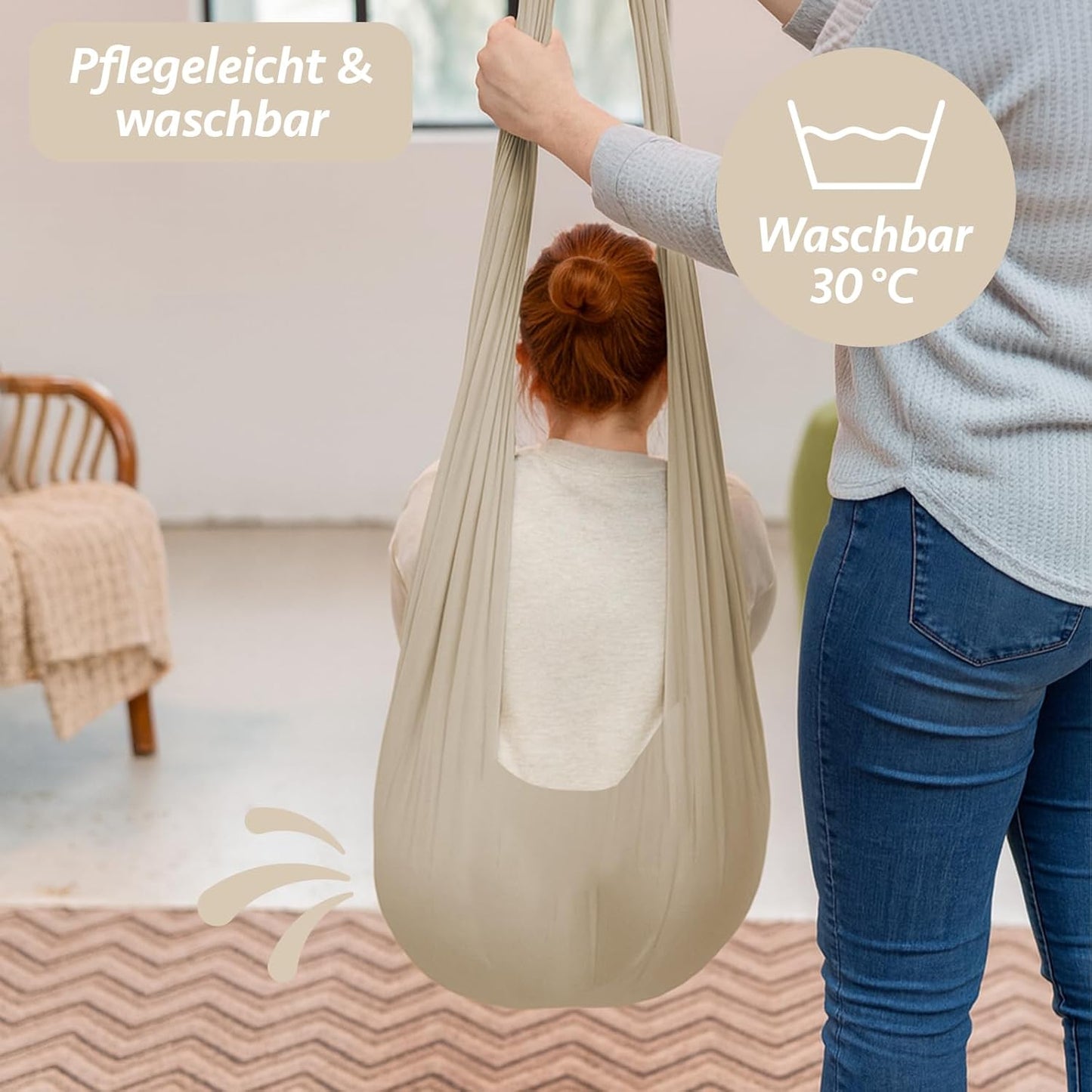 Hängeschaukel mit Montageset (150x90cm), Light Beige