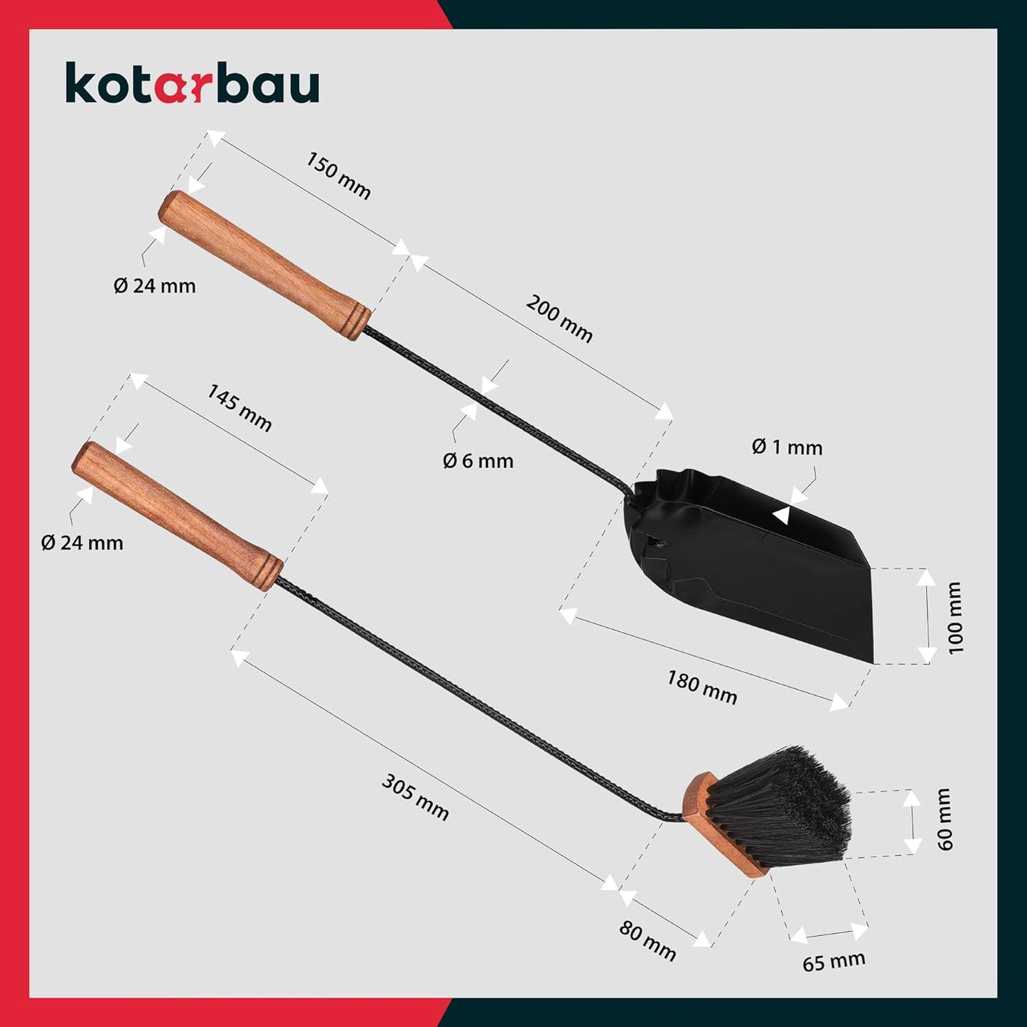 4-teiliges Kaminbesteck Set