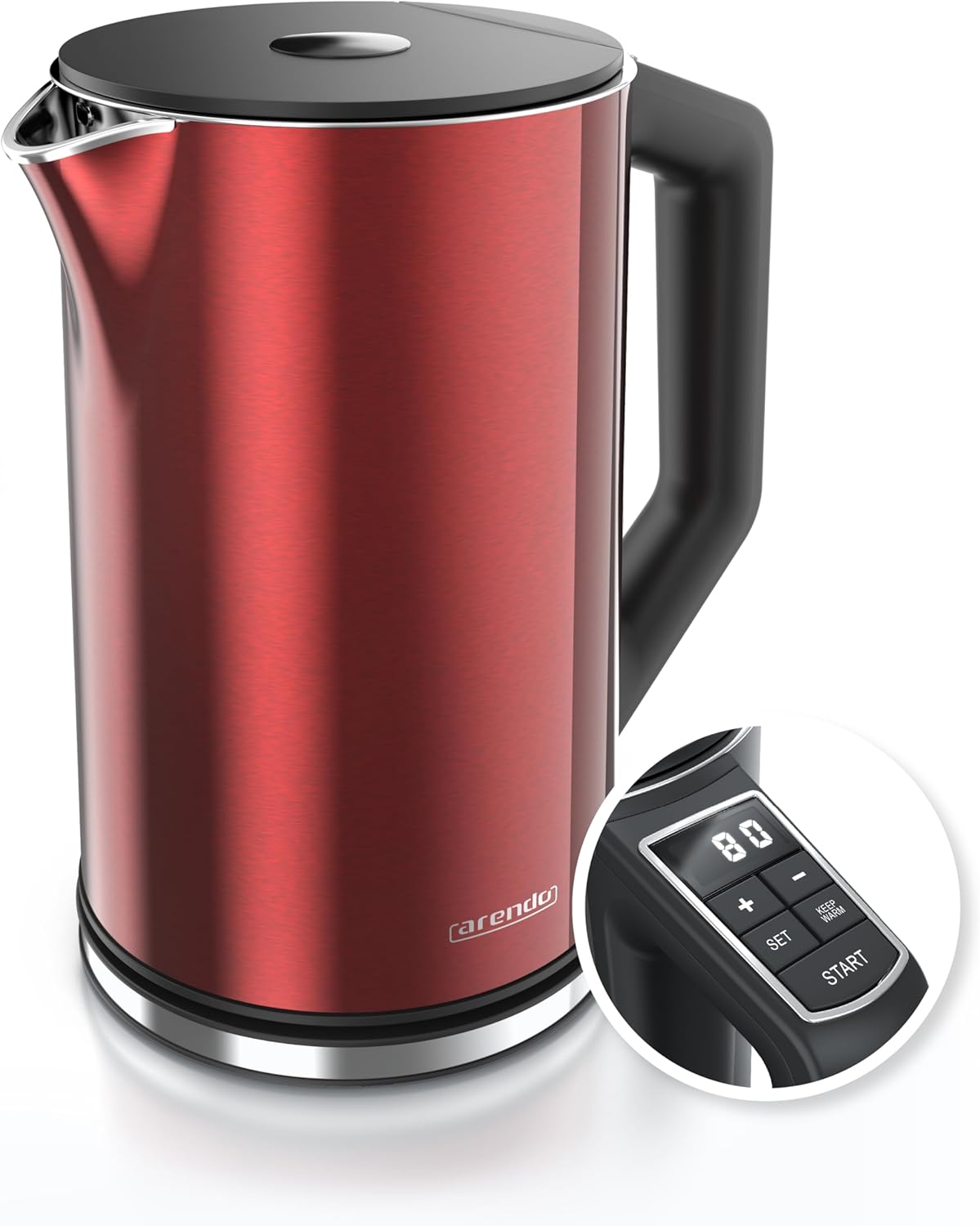 Edelstahl-Wasserkocher mit Temperatureinstellung (1,5L), F: Kaminrot