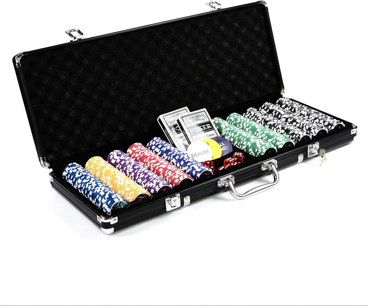 Pokerkoffer-Set mit 500 Jetons & Zubehör