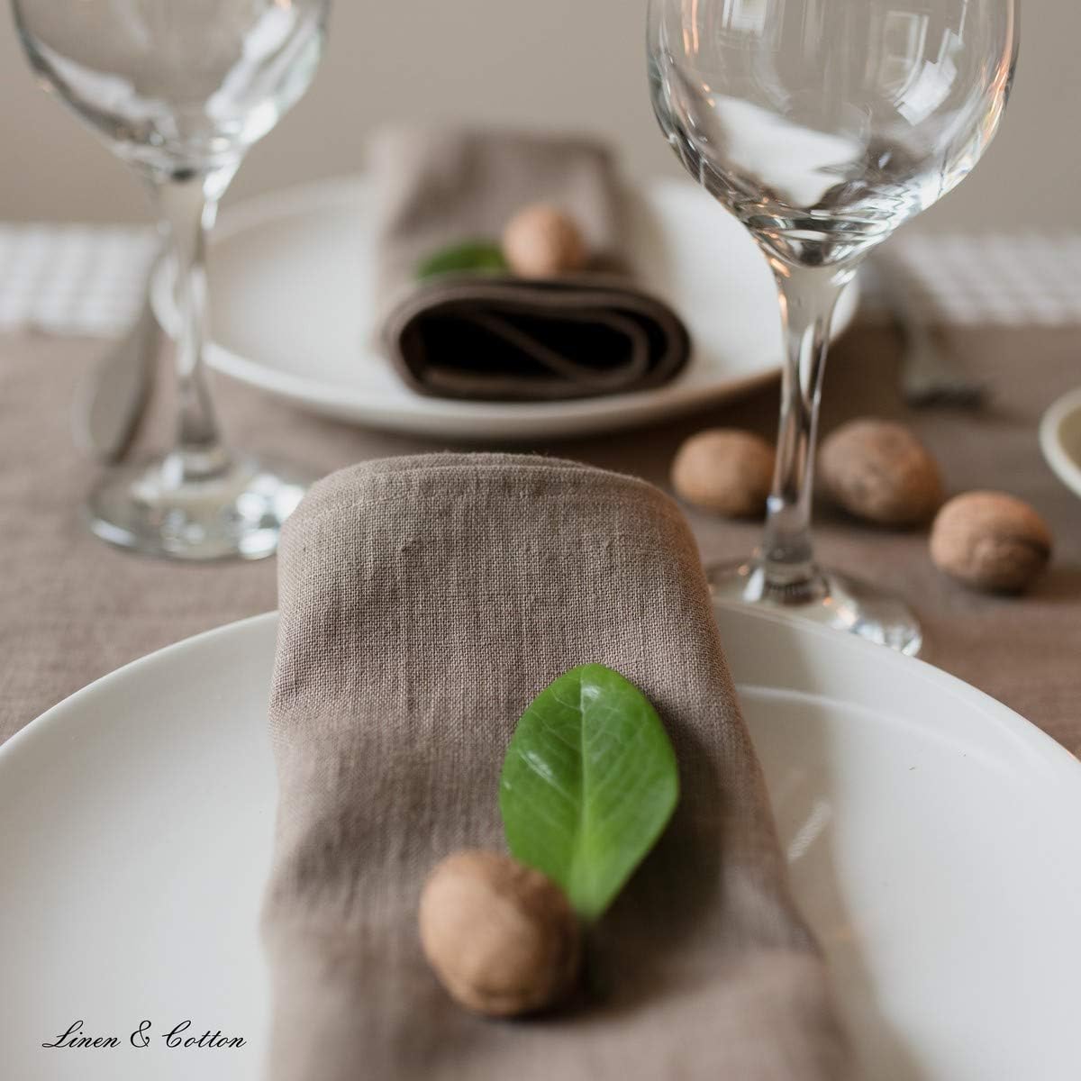 4-teiliges Stoffservietten-Set Hygge, Beige Servietten - 32 x 32cm