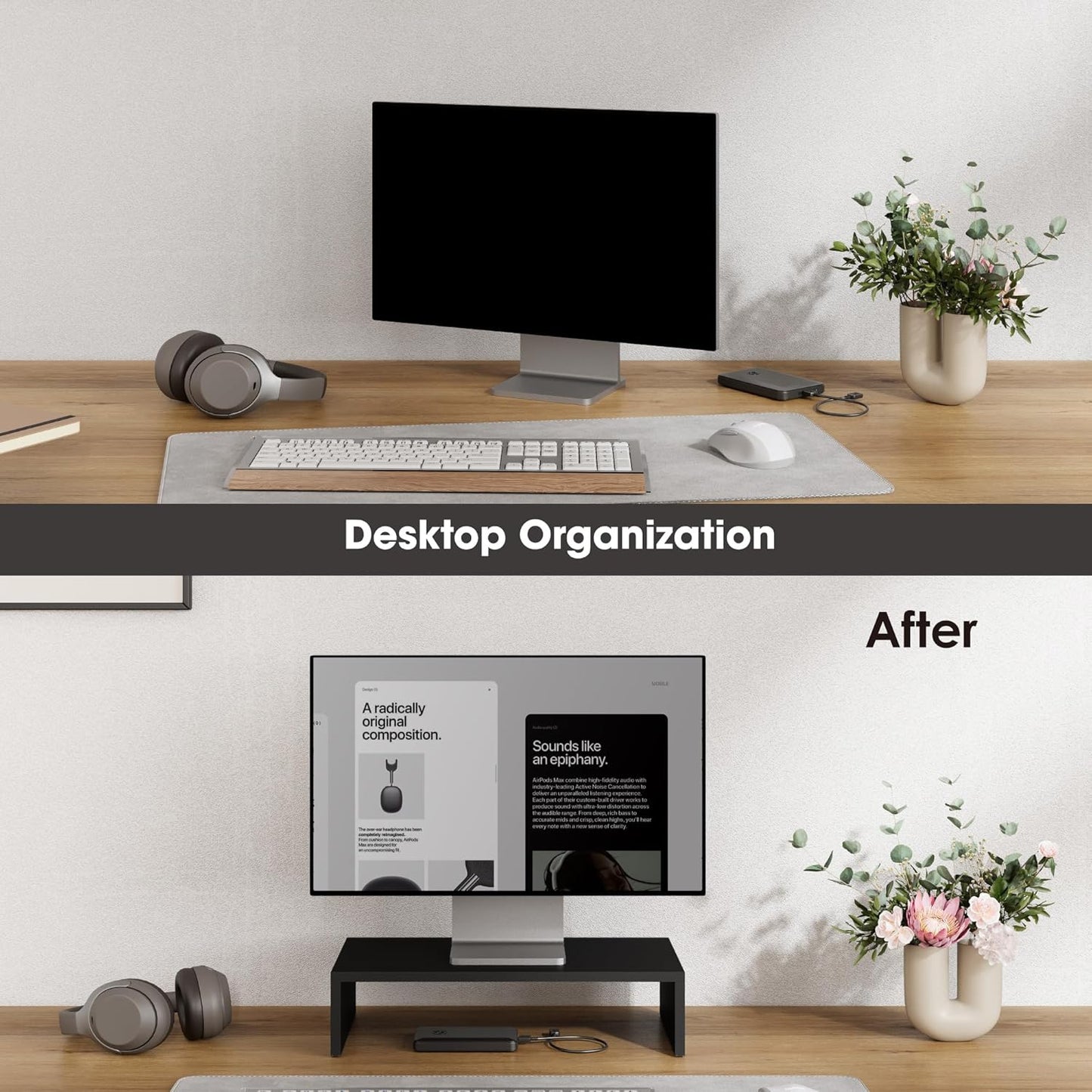 Ergonomischer Monitor- und Laptopständer, DT104201WB, 42.5x23.5x10cm Schwarz