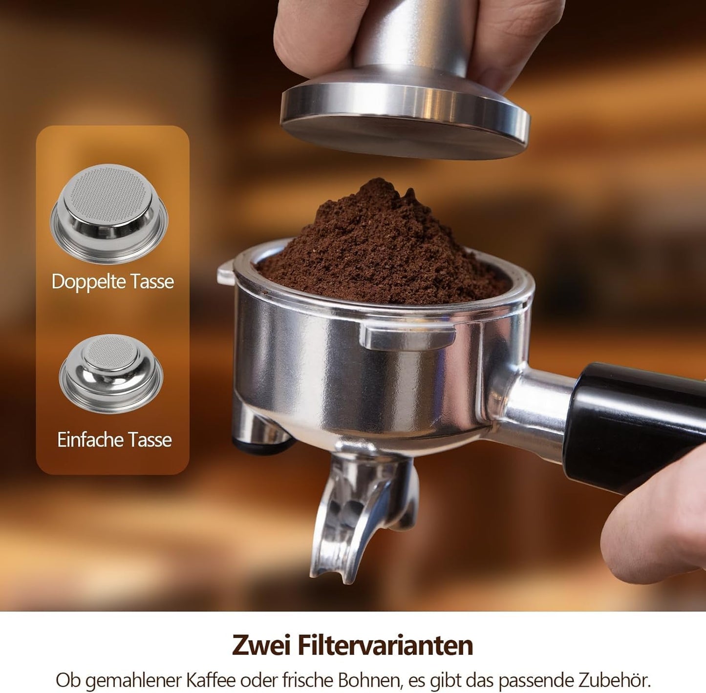Espressomaschine mit Kegelmahlwerk & PID-Steuerung, Silber