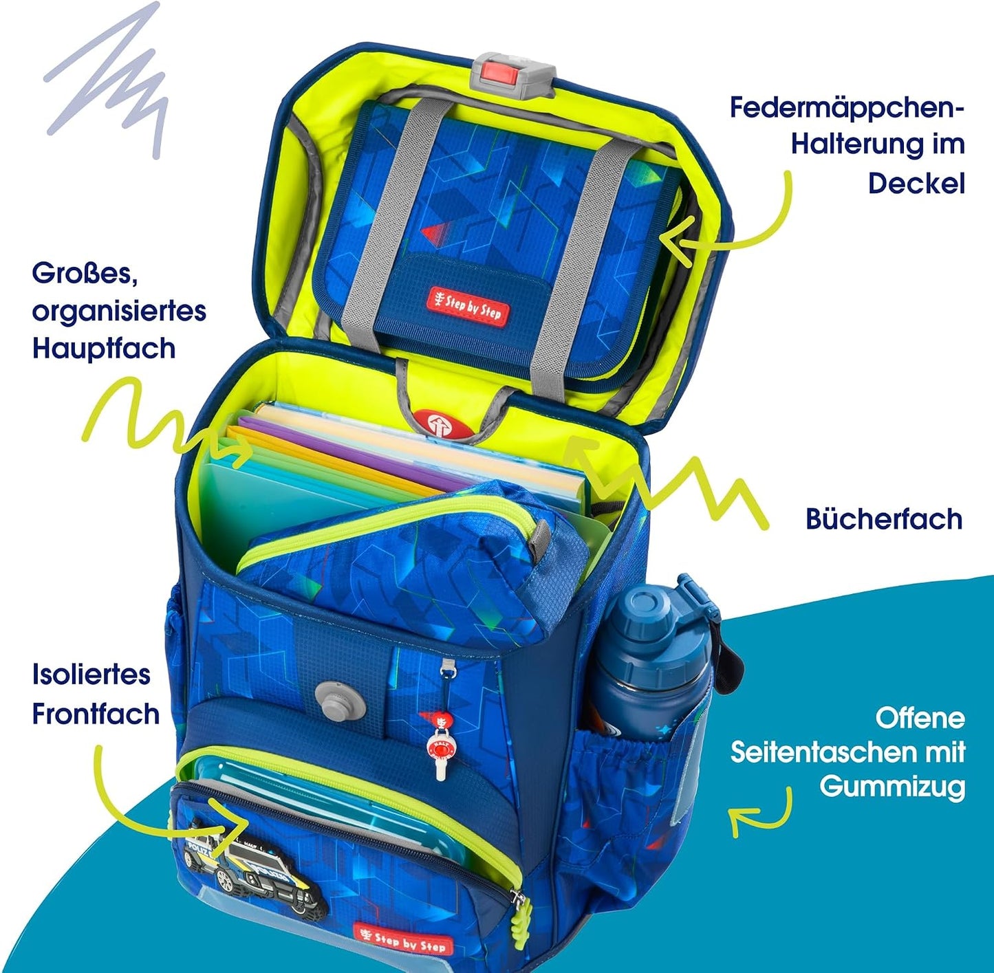 Schulranzen-Set Police Truck Charly, Police Truck Charly - Blau