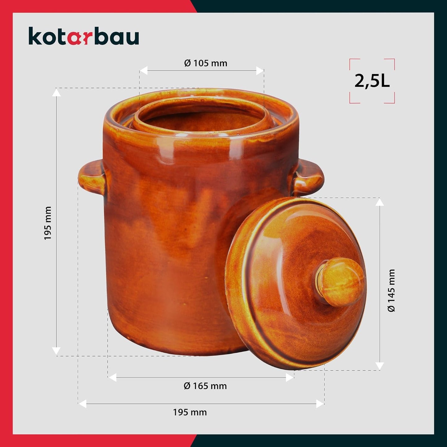 Gärtopf, 2,5L, 2,5 L Braun