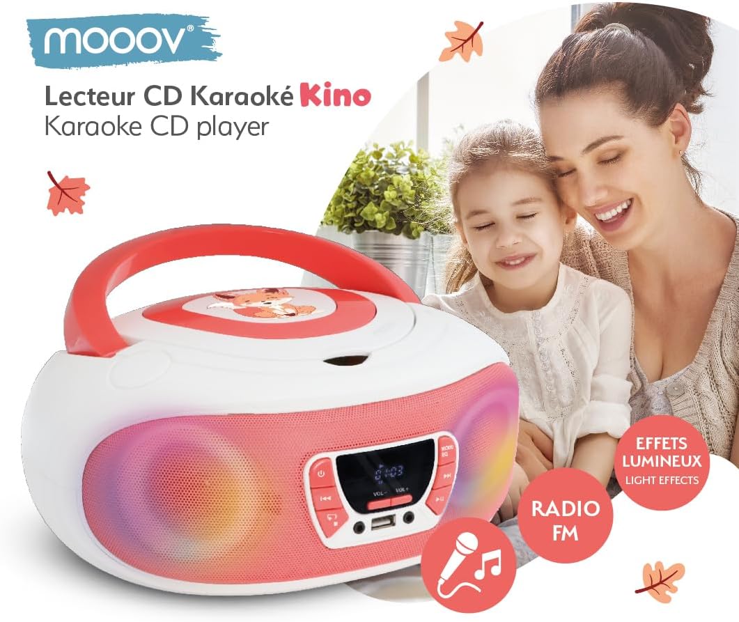 CD-Player mit Karaoke & Lichteffekten, White & Pink