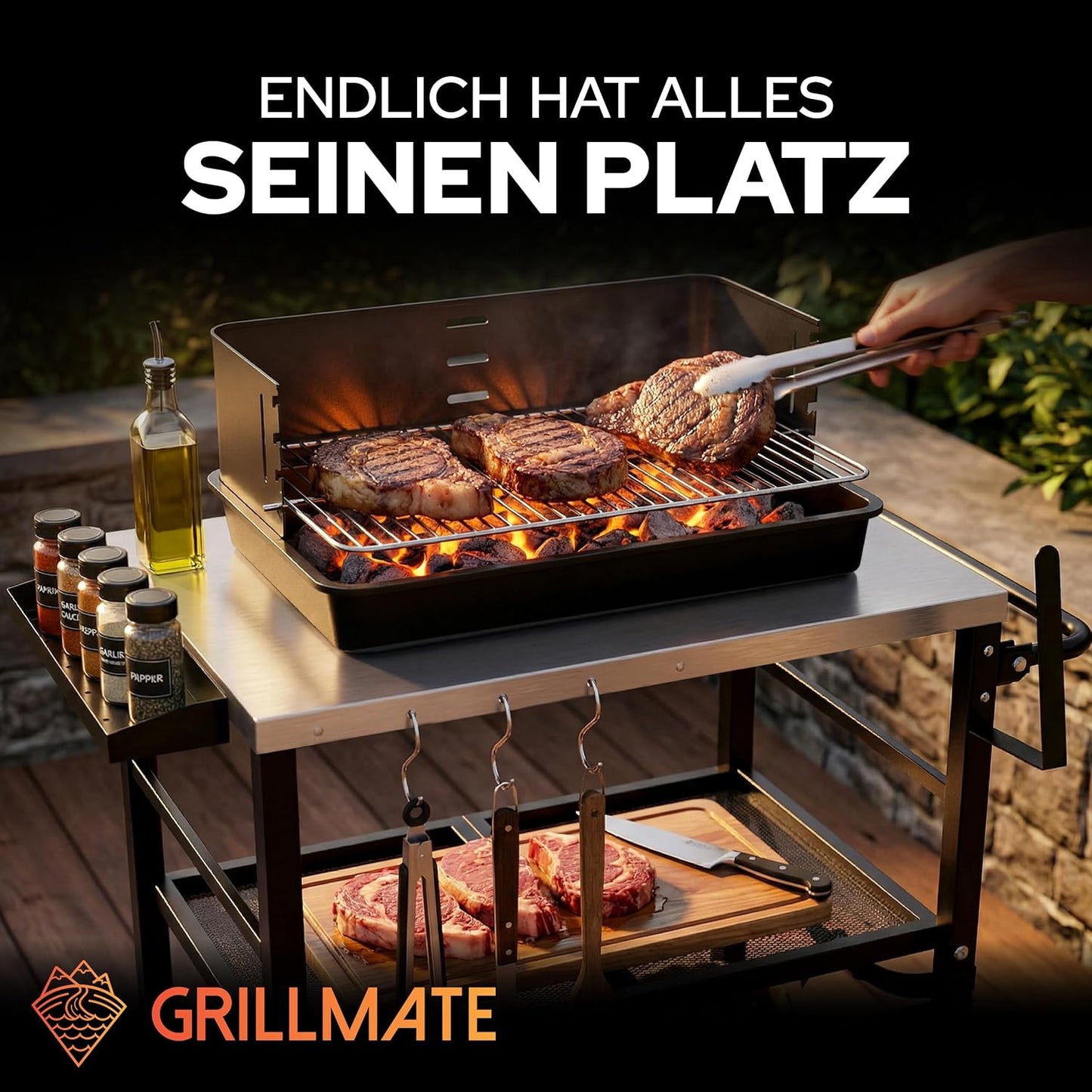 Klappbarer Grilltisch, Edelstahl