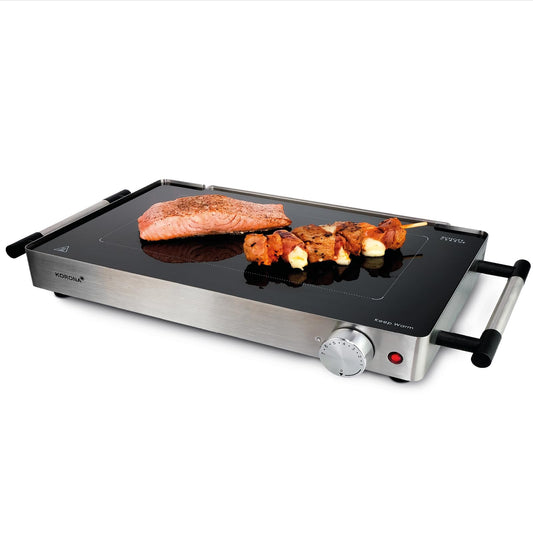 2-in-1 Glas-Tischgrill mit Warmhaltefunktion