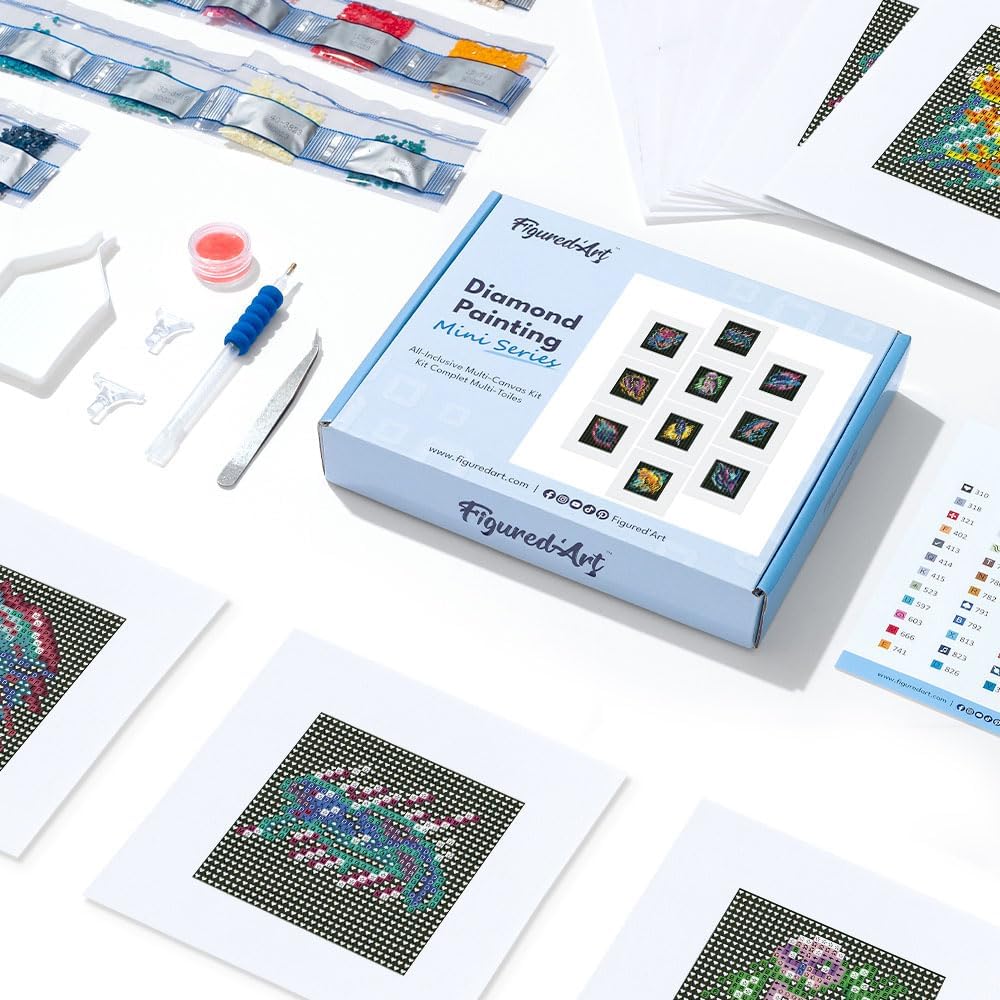 Mini Serie Diamond Painting Set mit 12 Stück, Tiere PROBLEMYOUMUSTCHECK