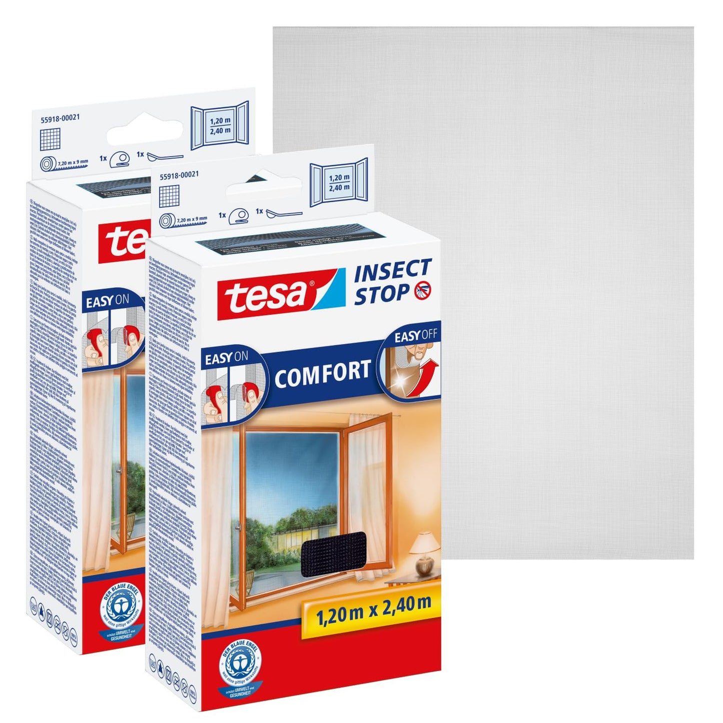 Comfort Insect Stop Fliegengitter-Set (2 Stück), 1,2m:2,4m 2 Stück Anthrazit (Durchsichtig)