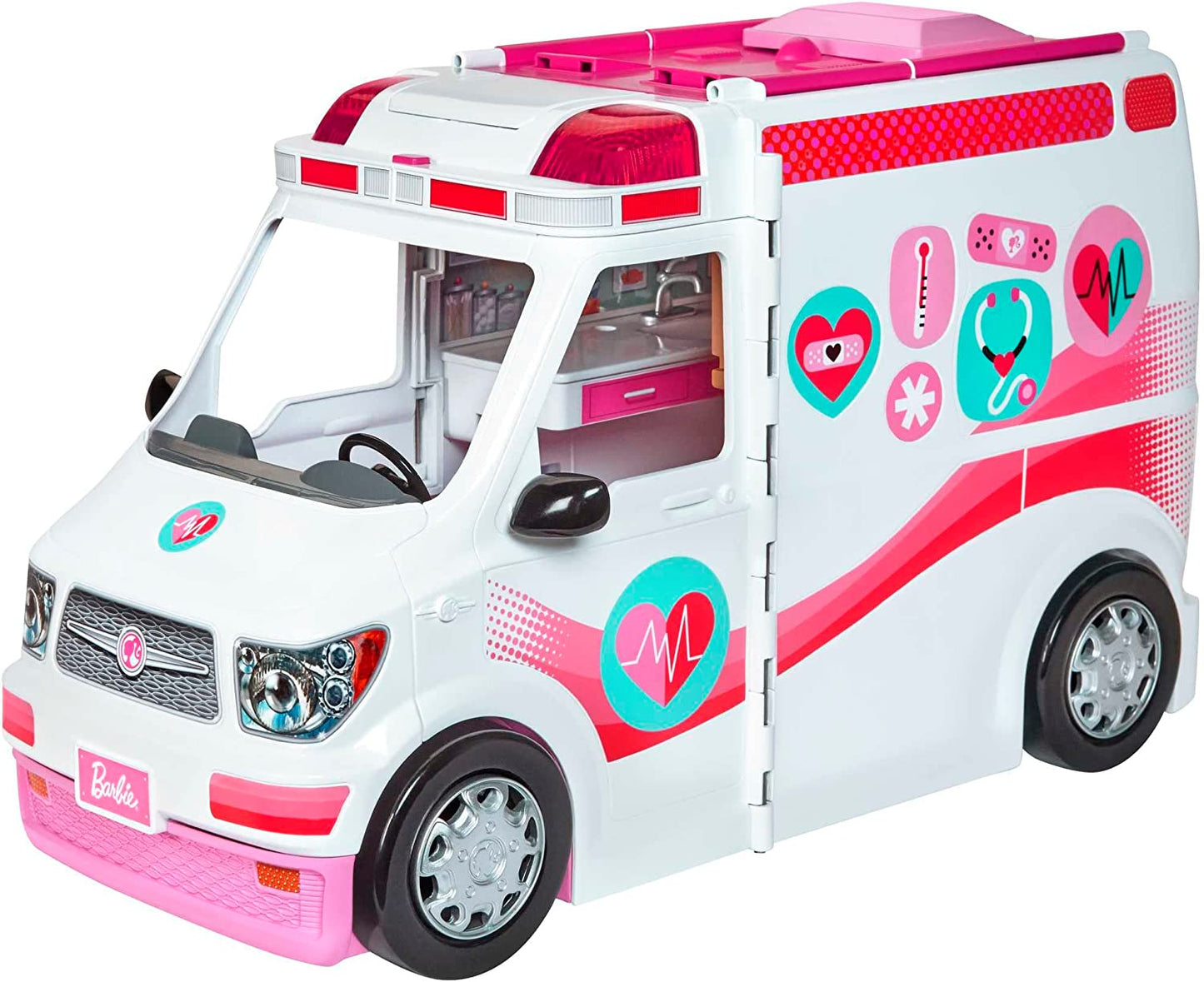 Barbie 2-in-1 Krankenwagen Spielset (mit Licht & Geräuschen), Spielfahrzeug