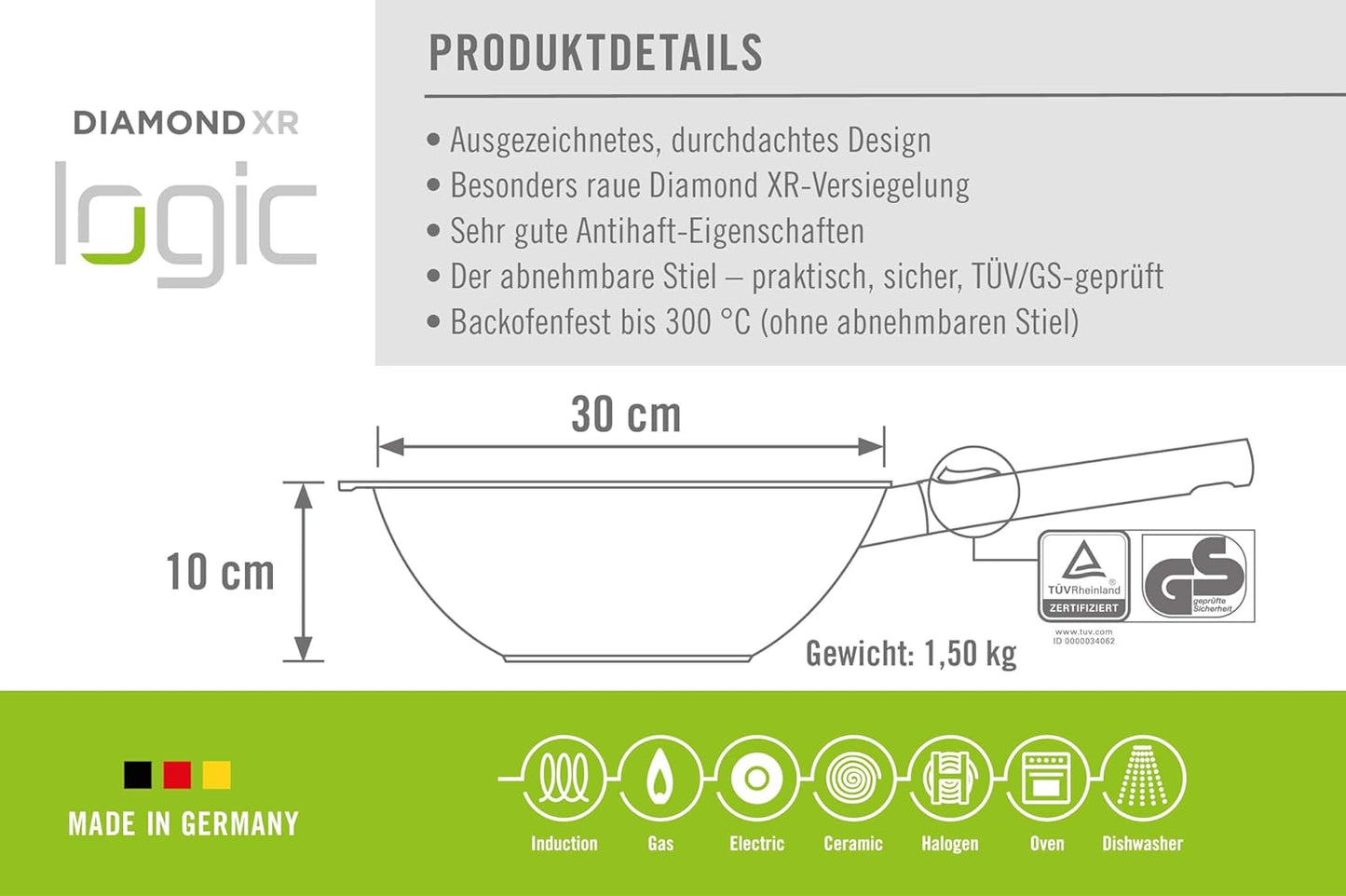Wok- und Rührpfanne, Ø 30 cm, 10 cm hoch